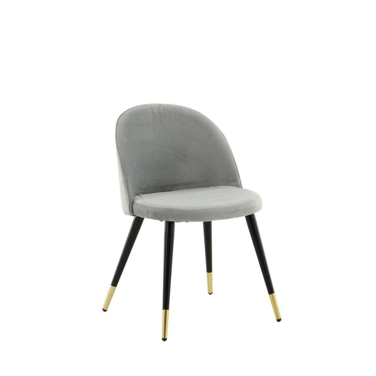 2er-Set Polsterstühle Matstol aus Samt - Grau / Schwarz / Messing-Polsterstühle-Venture Home-le canapé