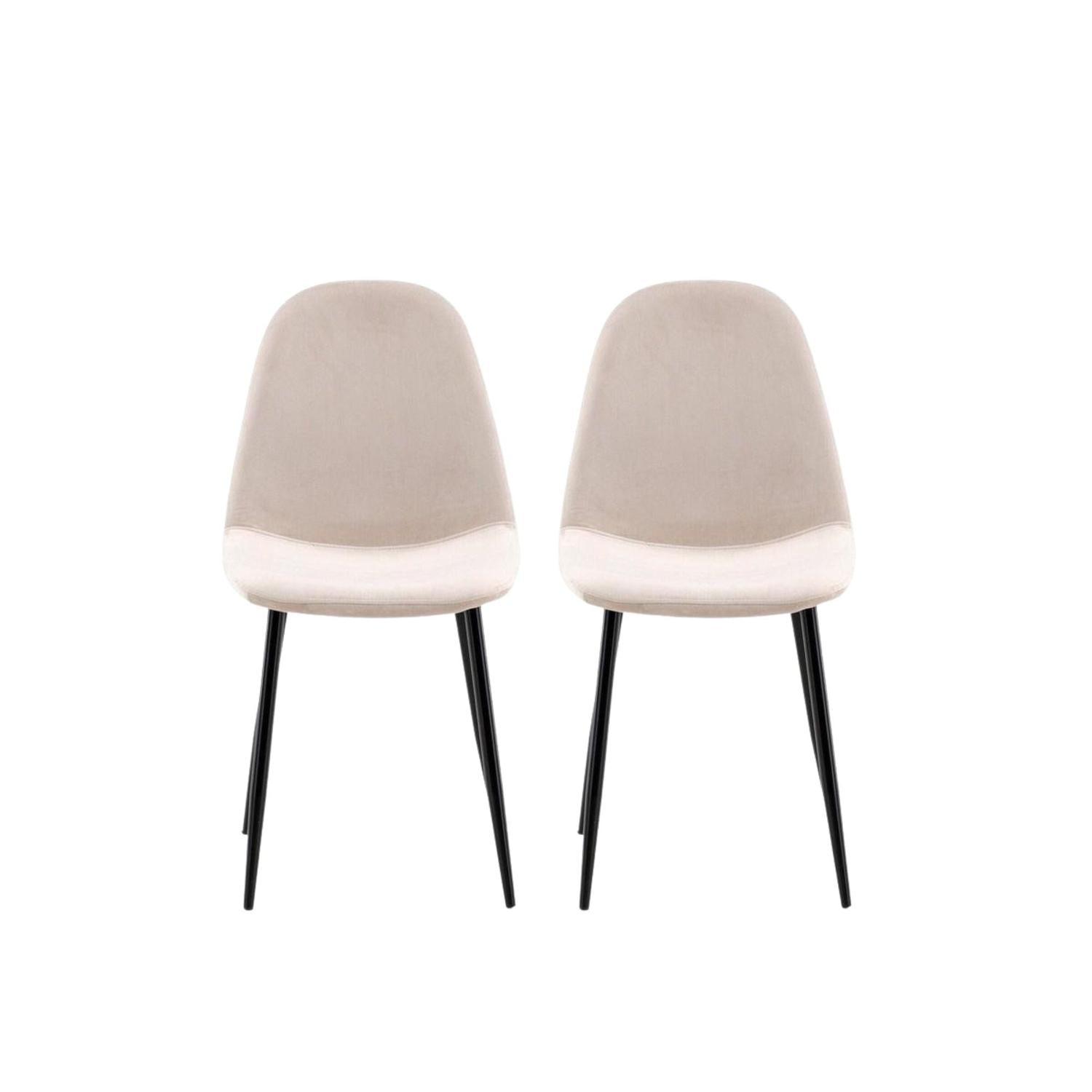 2er-Set Polsterstühle Polar aus Samt - Beige-Polsterstühle-Venture Home-le canapé