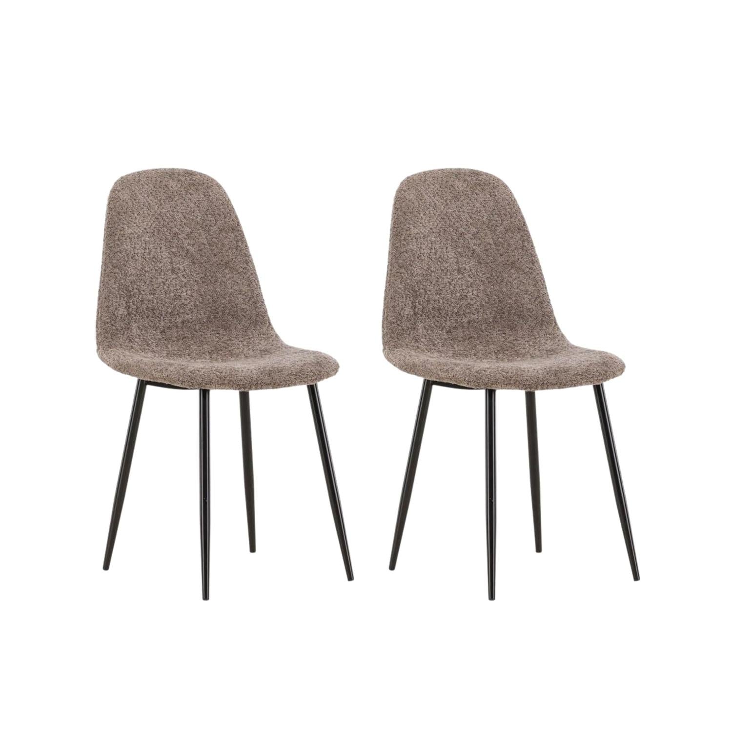 2er-Set Polsterstühle Polar aus Teddy Bouclé - Hellbraun-Polsterstühle-Venture Home-le canapé