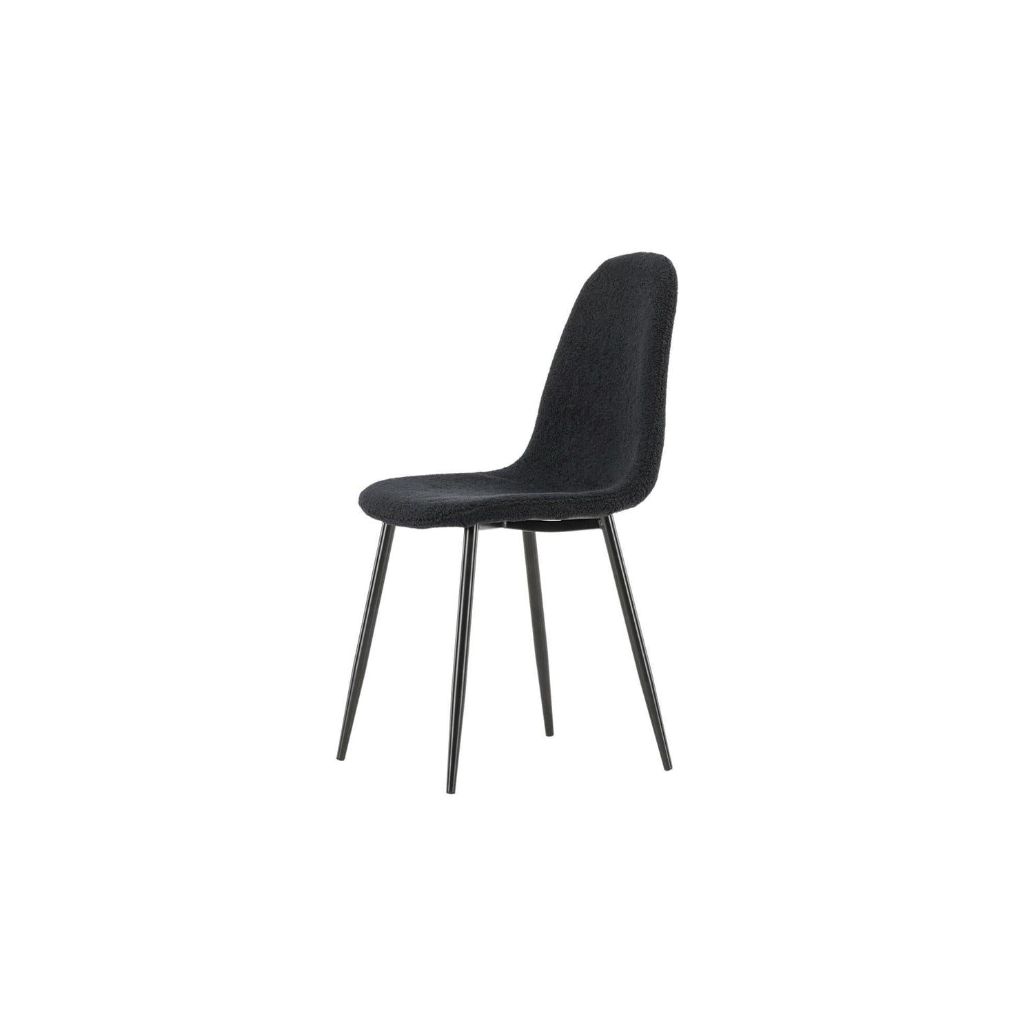 2er-Set Polsterstühle Polar aus Teddy-Bouclé - Schwarz-Polsterstühle-Venture Home-le canapé