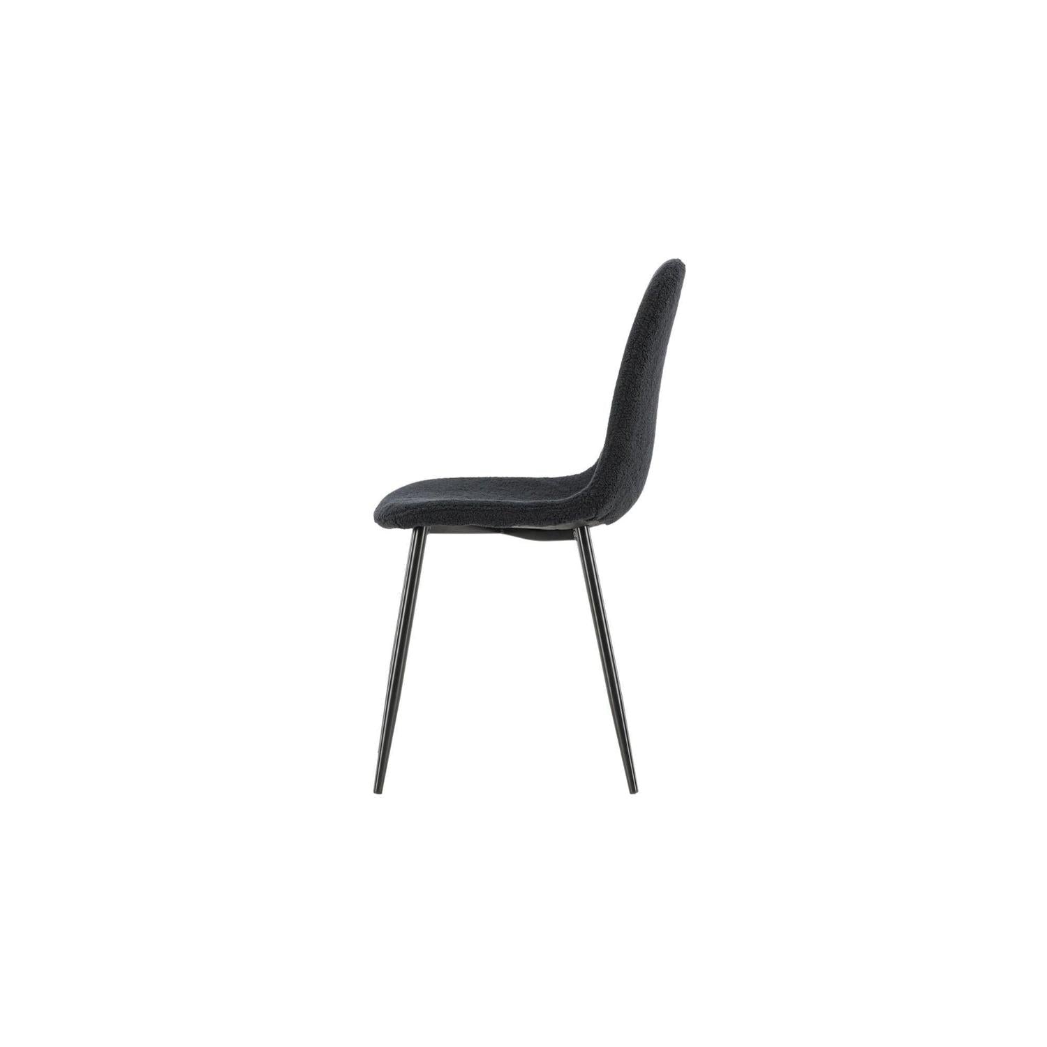 2er-Set Polsterstühle Polar aus Teddy-Bouclé - Schwarz-Polsterstühle-Venture Home-le canapé
