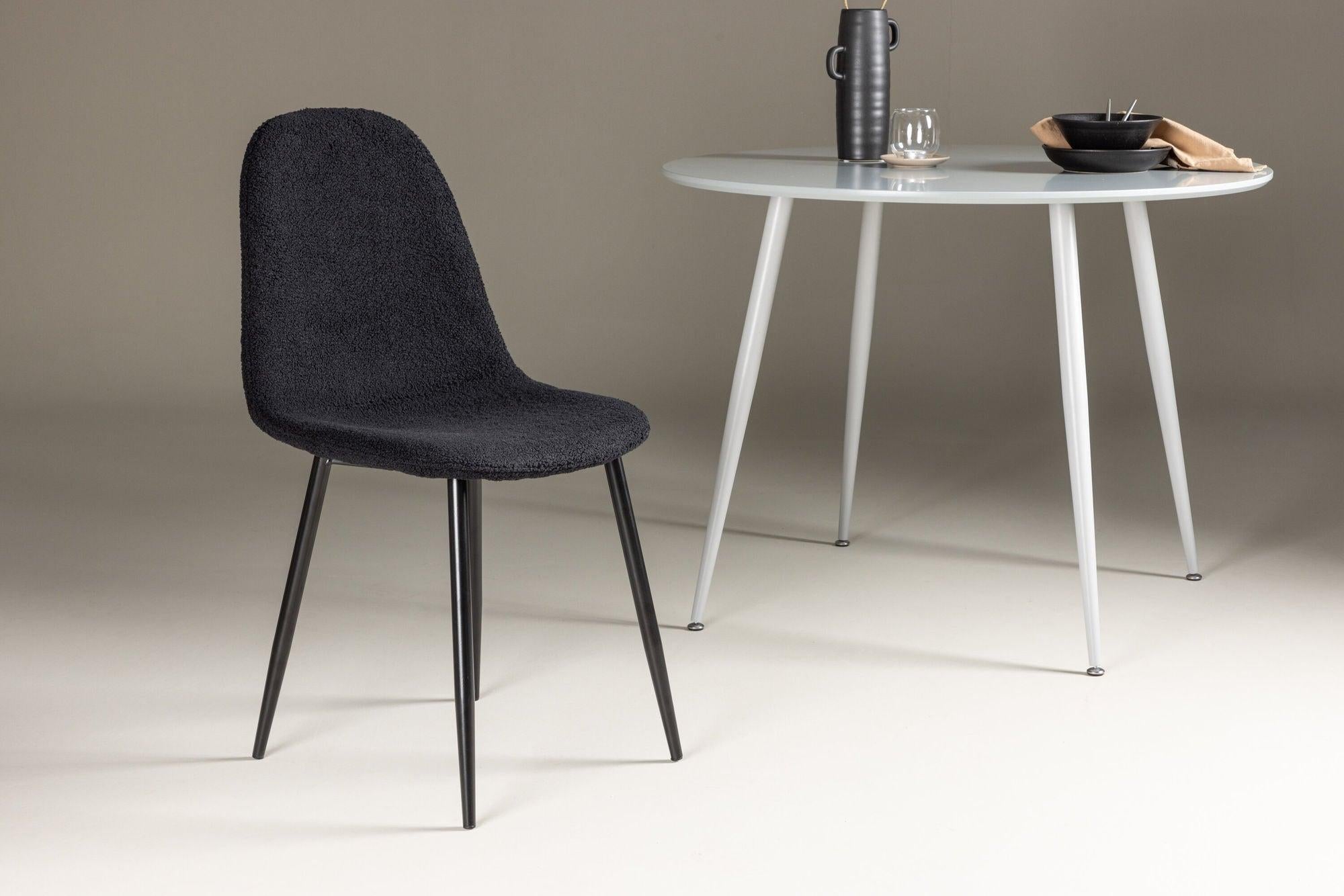 2er-Set Polsterstühle Polar aus Teddy-Bouclé - Schwarz-Polsterstühle-Venture Home-le canapé
