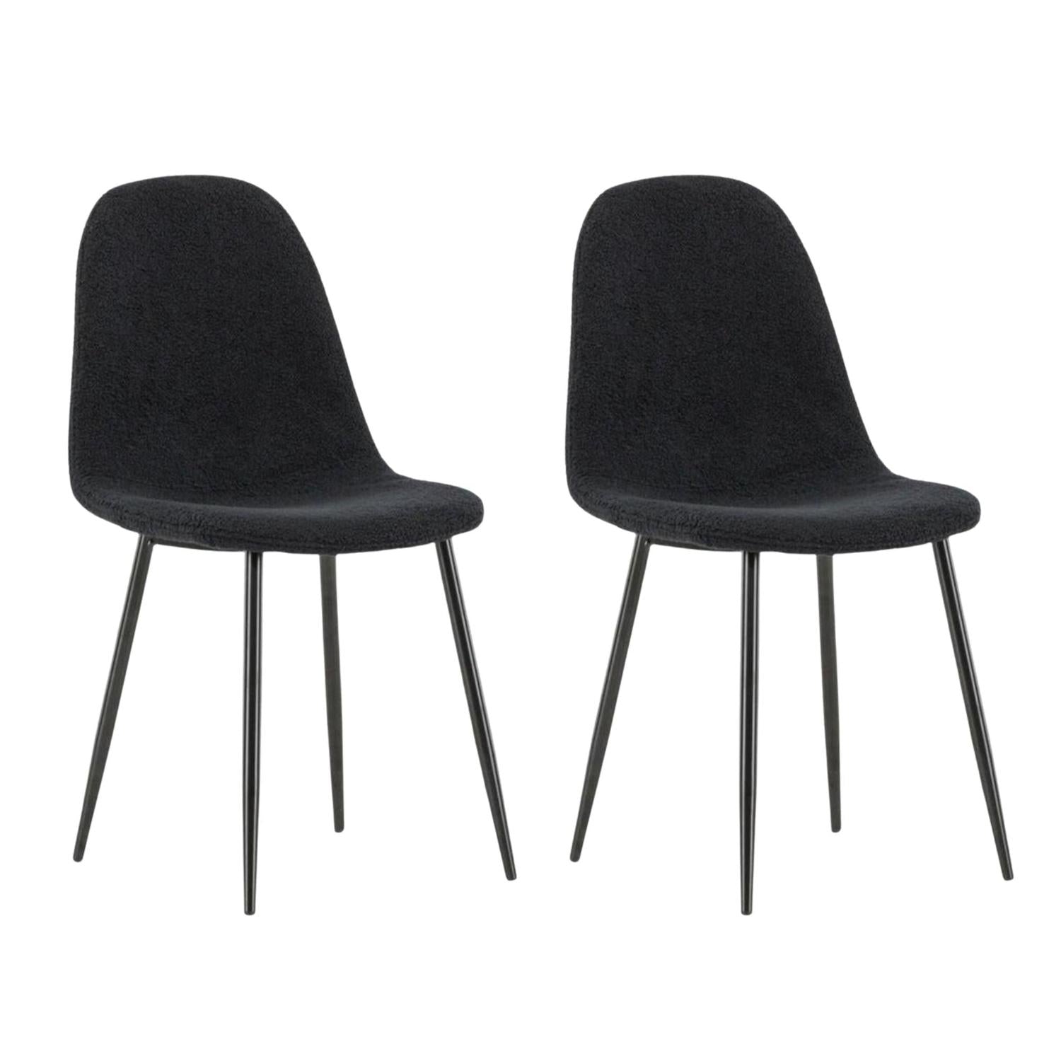2er-Set Polsterstühle Polar aus Teddy Bouclé - Schwarz-Polsterstühle-Venture Home-le canapé
