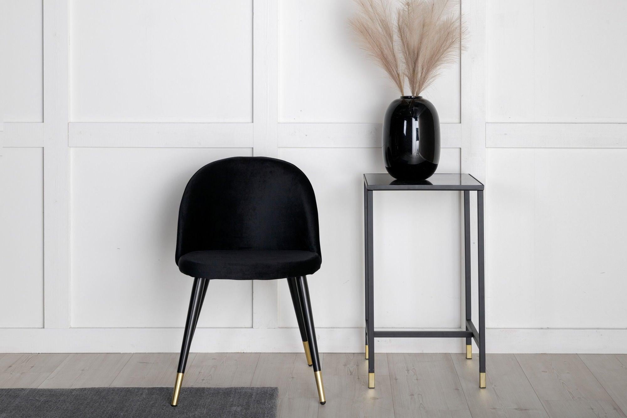 2er-Set Polsterstühle Velvet aus Samt - Schwarz / Messing
