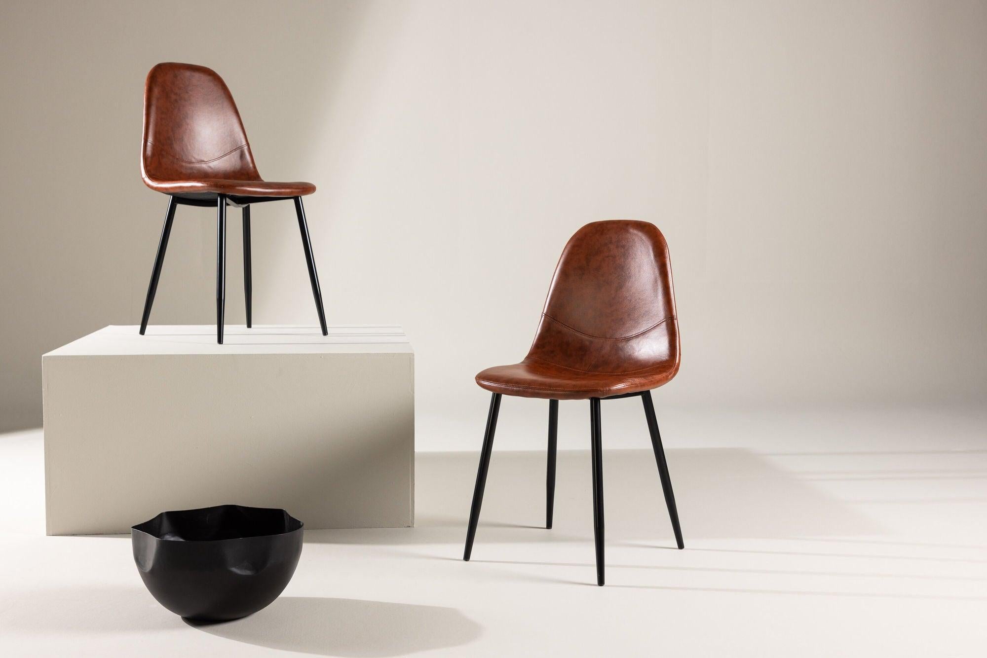 2er-Set Stühle Polar Matstol - Braunes Kunstleder / Schwarz-Esszimmerstuhl-Venture Home-le canapé
