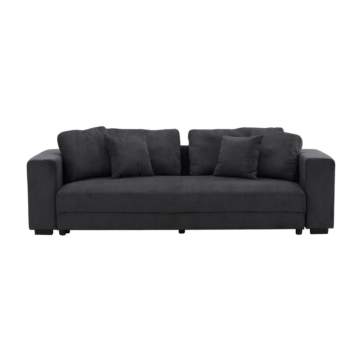 3-Sitzer Sofa Bellmann aus Cord - Dunkelgrau-3-Sitzer Sofas-Venture Home-le canapé