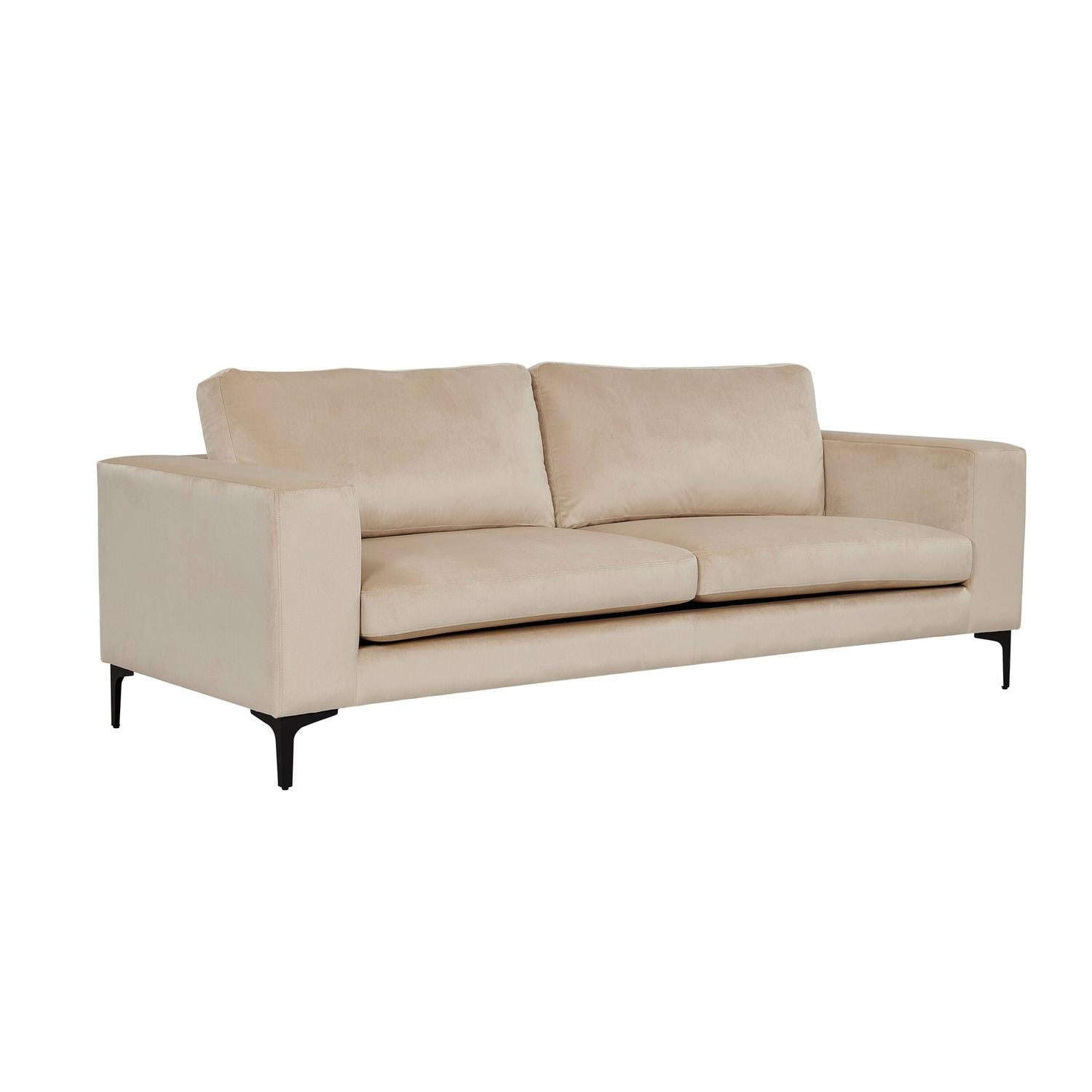 3-Sitzer Sofa Bolero aus Samt - Beige-3-Sitzer Sofas-Venture Home-le canapé