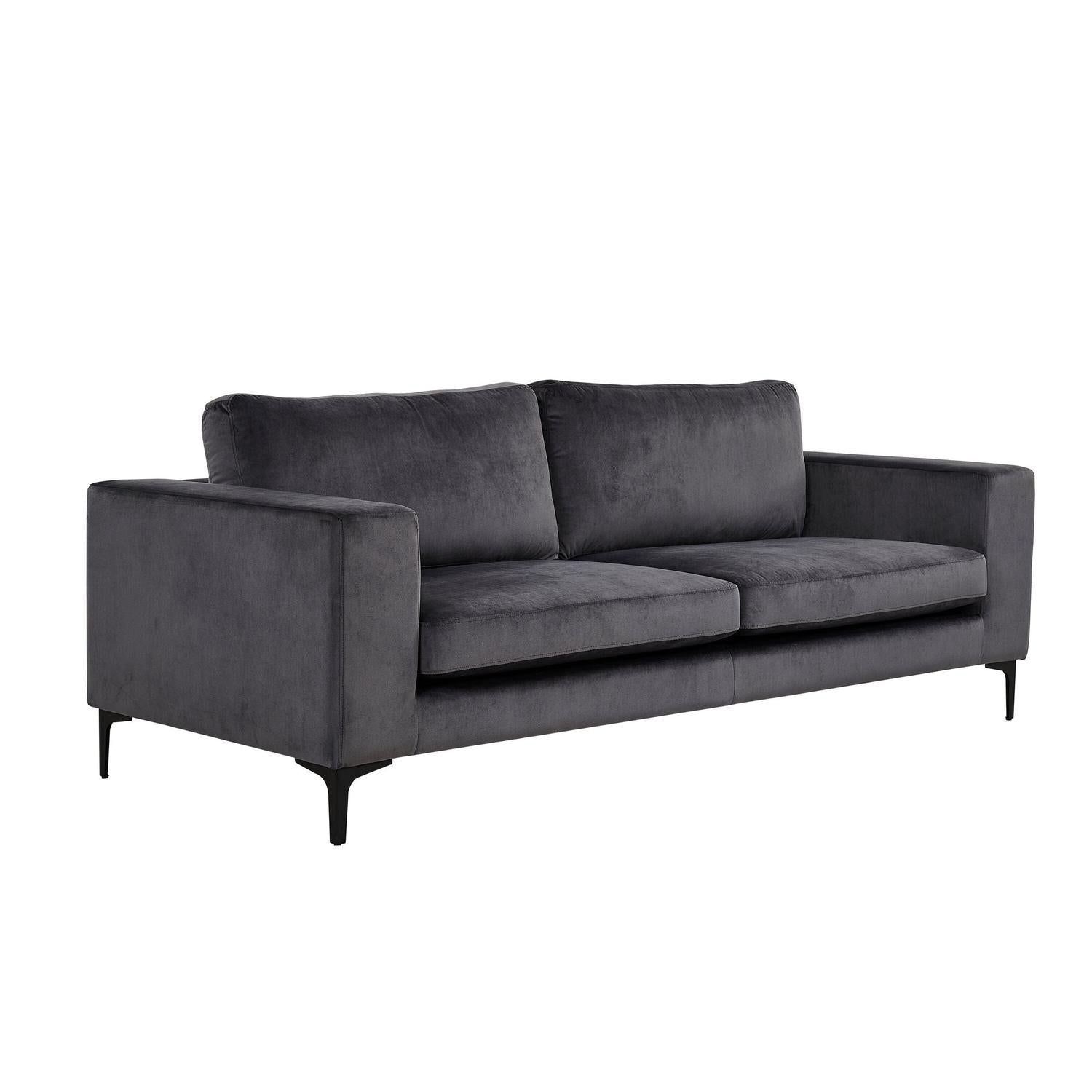 3-Sitzer Sofa Bolero aus Samt - Dunkelgrau-3-Sitzer Sofas-Venture Home-le canapé