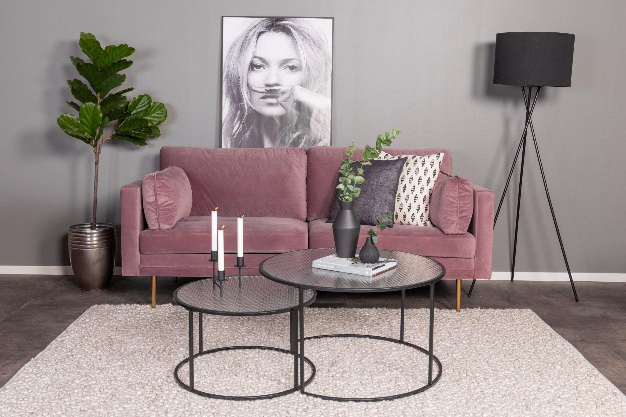 3-Sitzer Sofa Boom aus Samt - Altrosa-3-Sitzer Sofas-Venture Home-le canapé