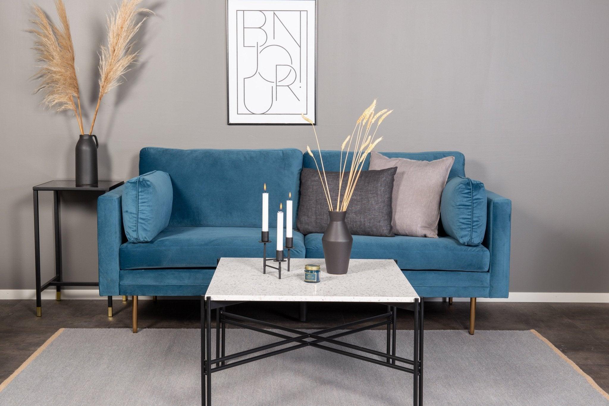 3-Sitzer Sofa Boom aus Samt - Blau-3-Sitzer Sofas-Venture Home-le canapé