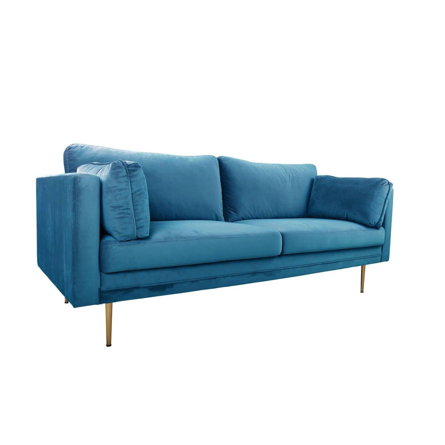 3-Sitzer Sofa Boom aus Samt - Blau-3-Sitzer Sofas-Venture Home-le canapé