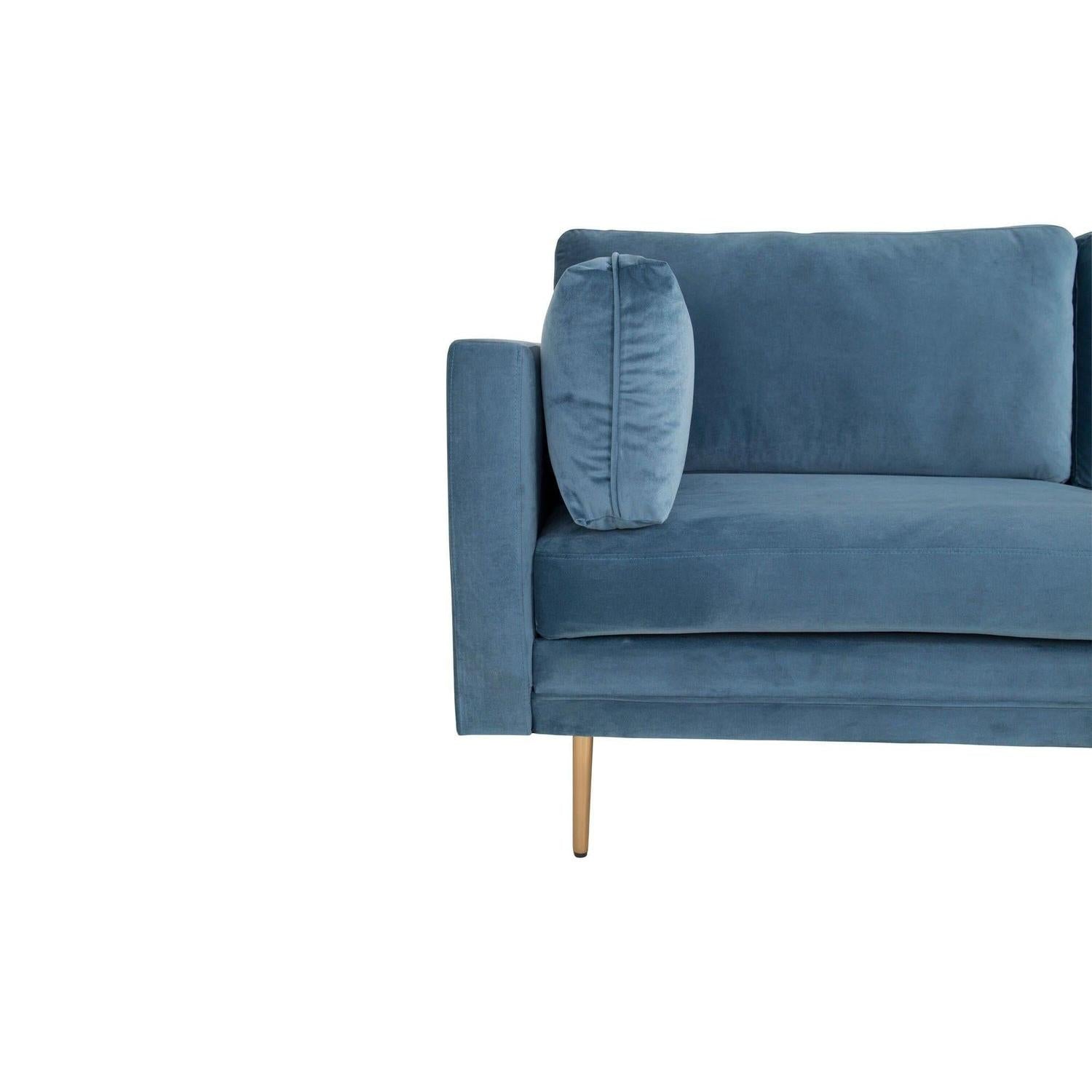 3-Sitzer Sofa Boom aus Samt - Blau-3-Sitzer Sofas-Venture Home-le canapé