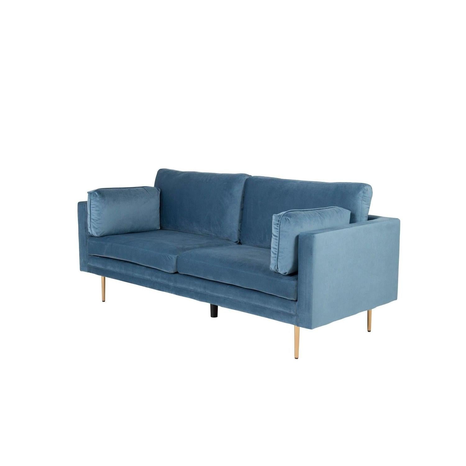 3-Sitzer Sofa Boom aus Samt - Blau-3-Sitzer Sofas-Venture Home-le canapé