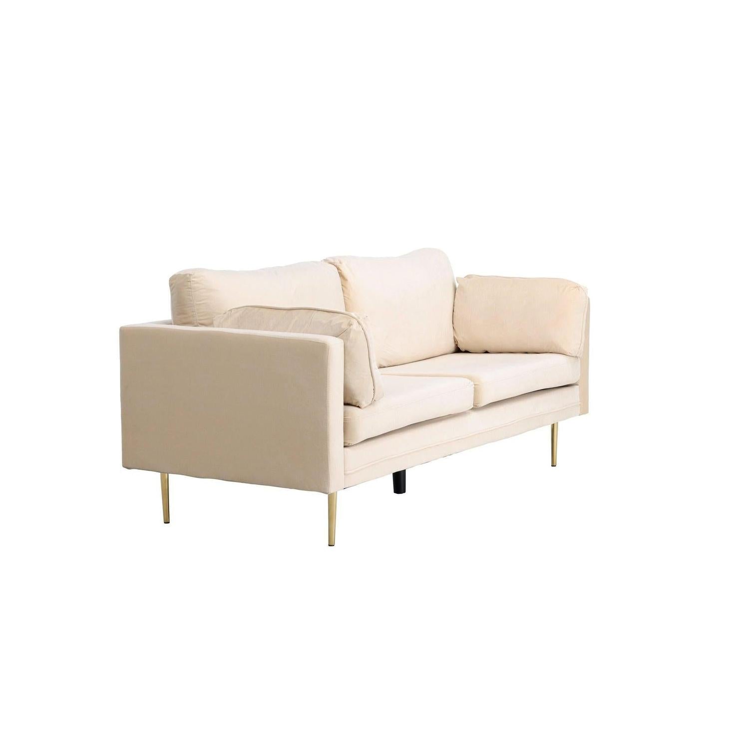 3-Sitzer Sofa Boom aus Samt - Creme-3-Sitzer Sofas-Venture Home-le canapé