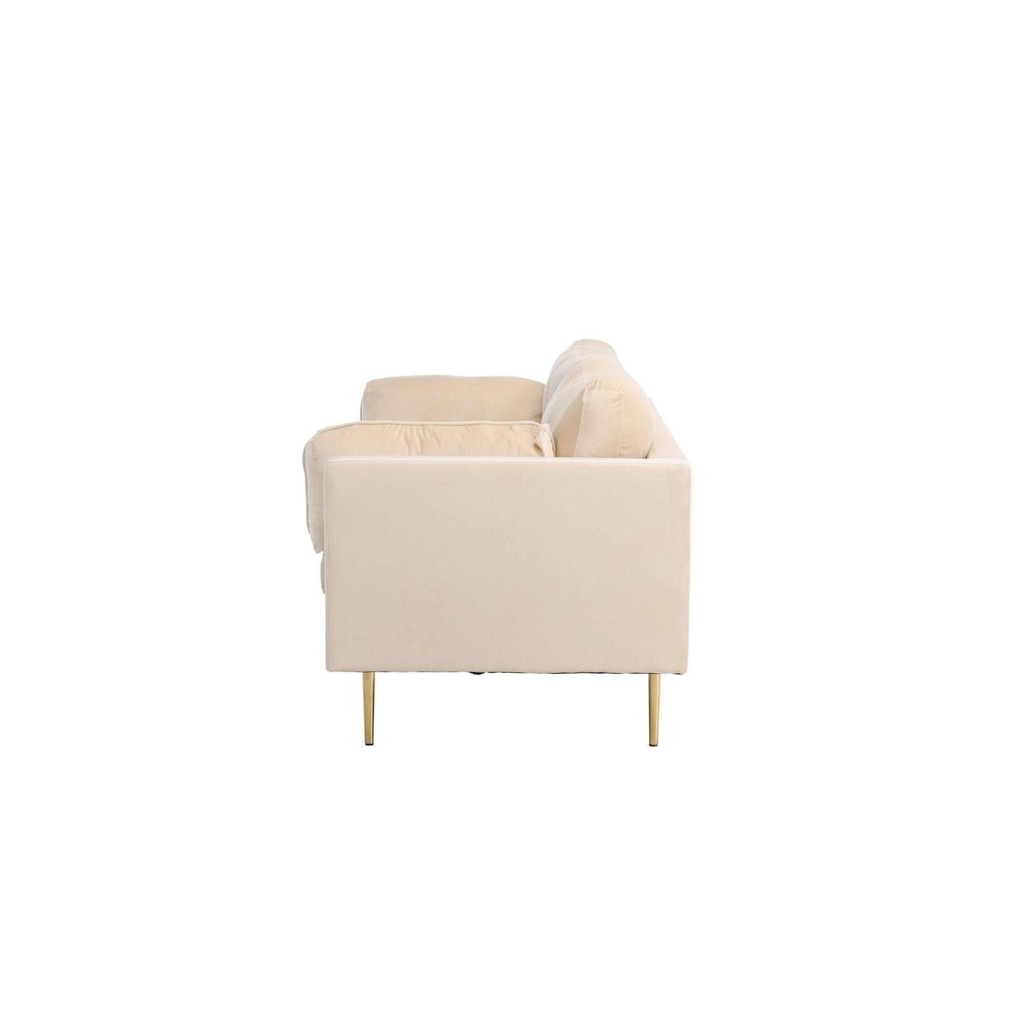 3-Sitzer Sofa Boom aus Samt - Creme-3-Sitzer Sofas-Venture Home-le canapé