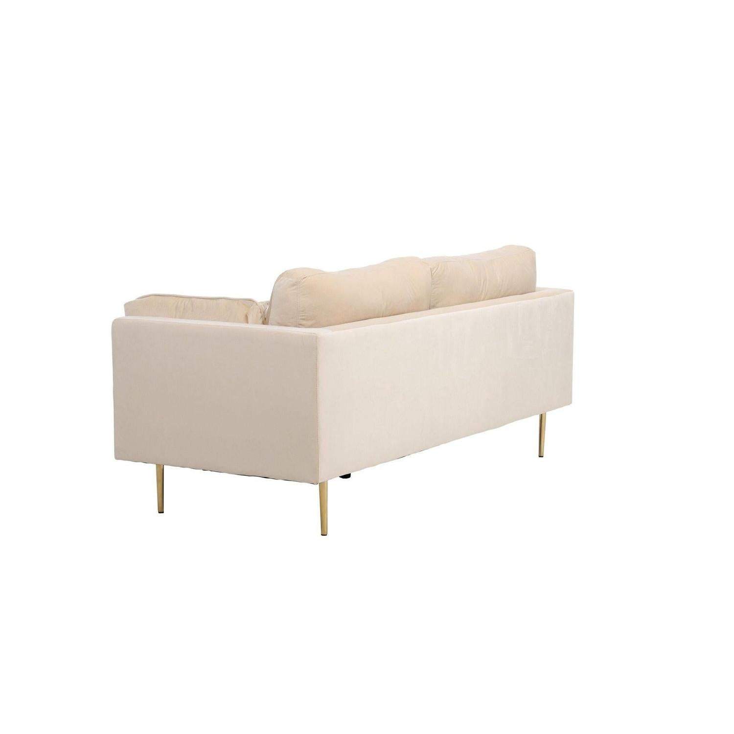 3-Sitzer Sofa Boom aus Samt - Creme-3-Sitzer Sofas-Venture Home-le canapé