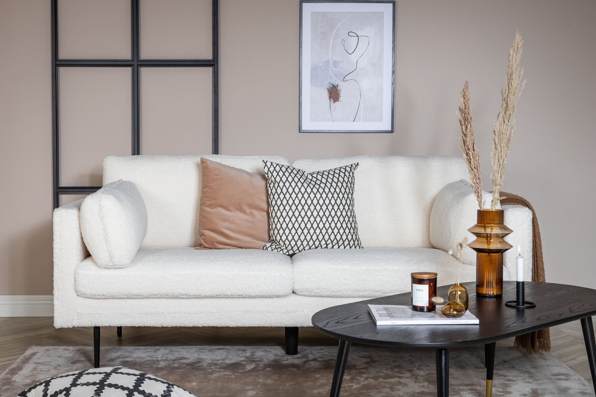 3-Sitzer Sofa Boom aus Teddy Bouclé - Weiß-3-Sitzer Sofas-Venture Home-le canapé