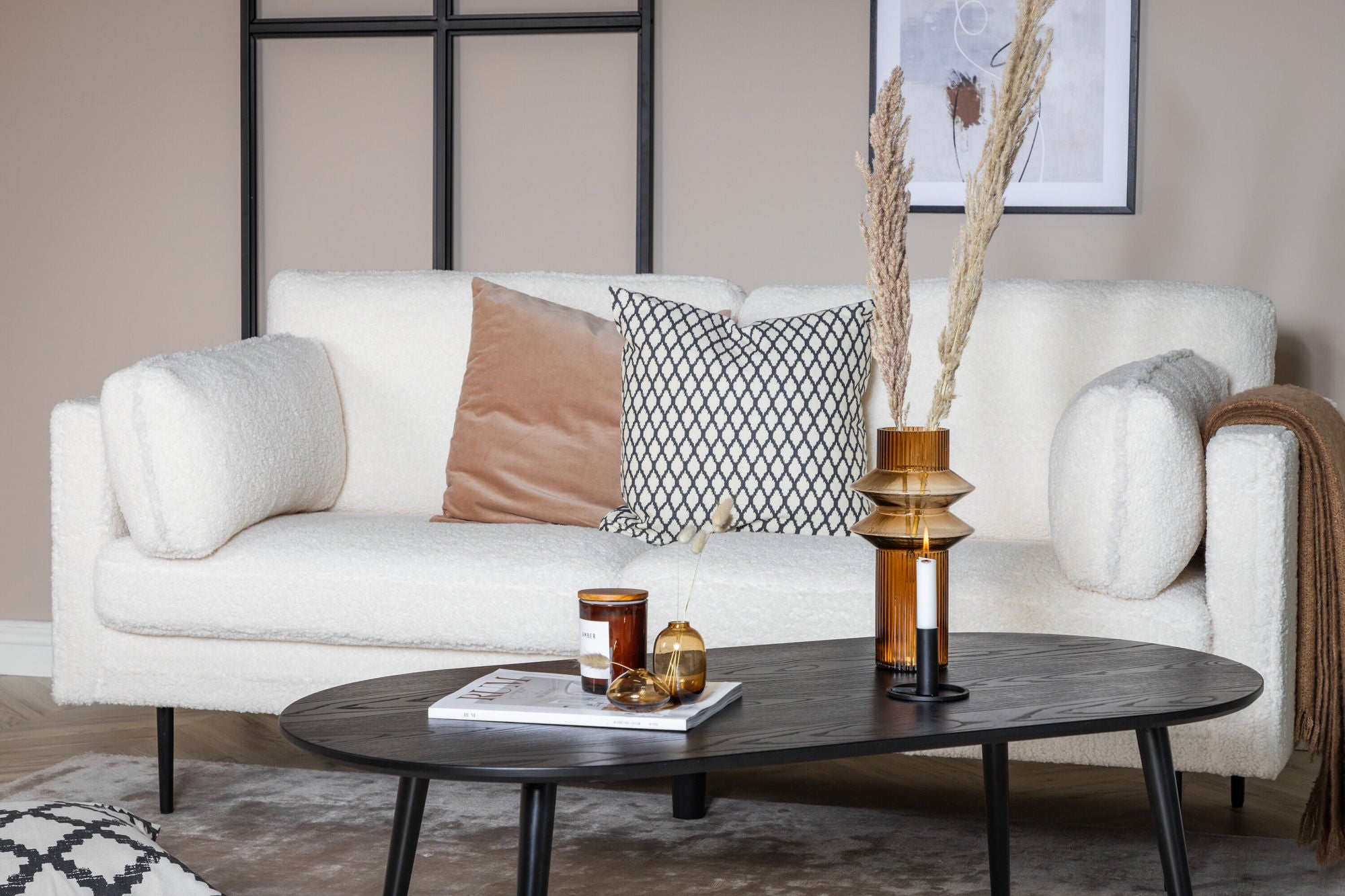 3-Sitzer Sofa Boom aus Teddy Bouclé - Weiß-3-Sitzer Sofas-Venture Home-le canapé