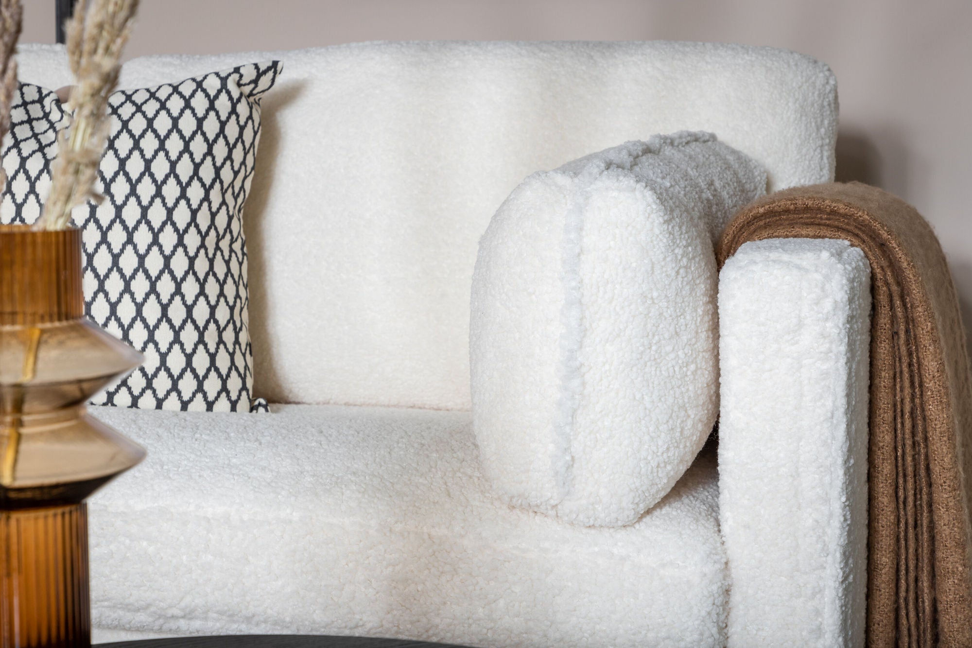 3-Sitzer Sofa Boom aus Teddy Bouclé - Weiß-3-Sitzer Sofas-Venture Home-le canapé