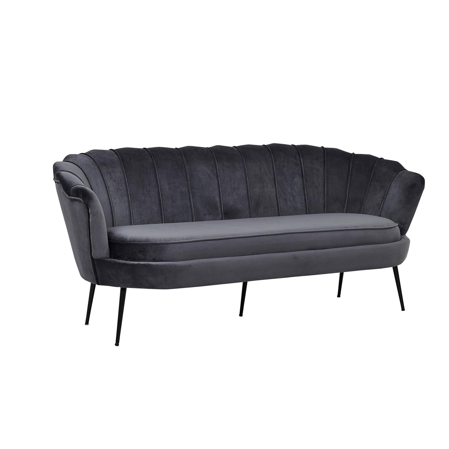 3-Sitzer Sofa Calais aus Samt - Dunkelgrau-3-Sitzer Sofas-Venture Home-le canapé