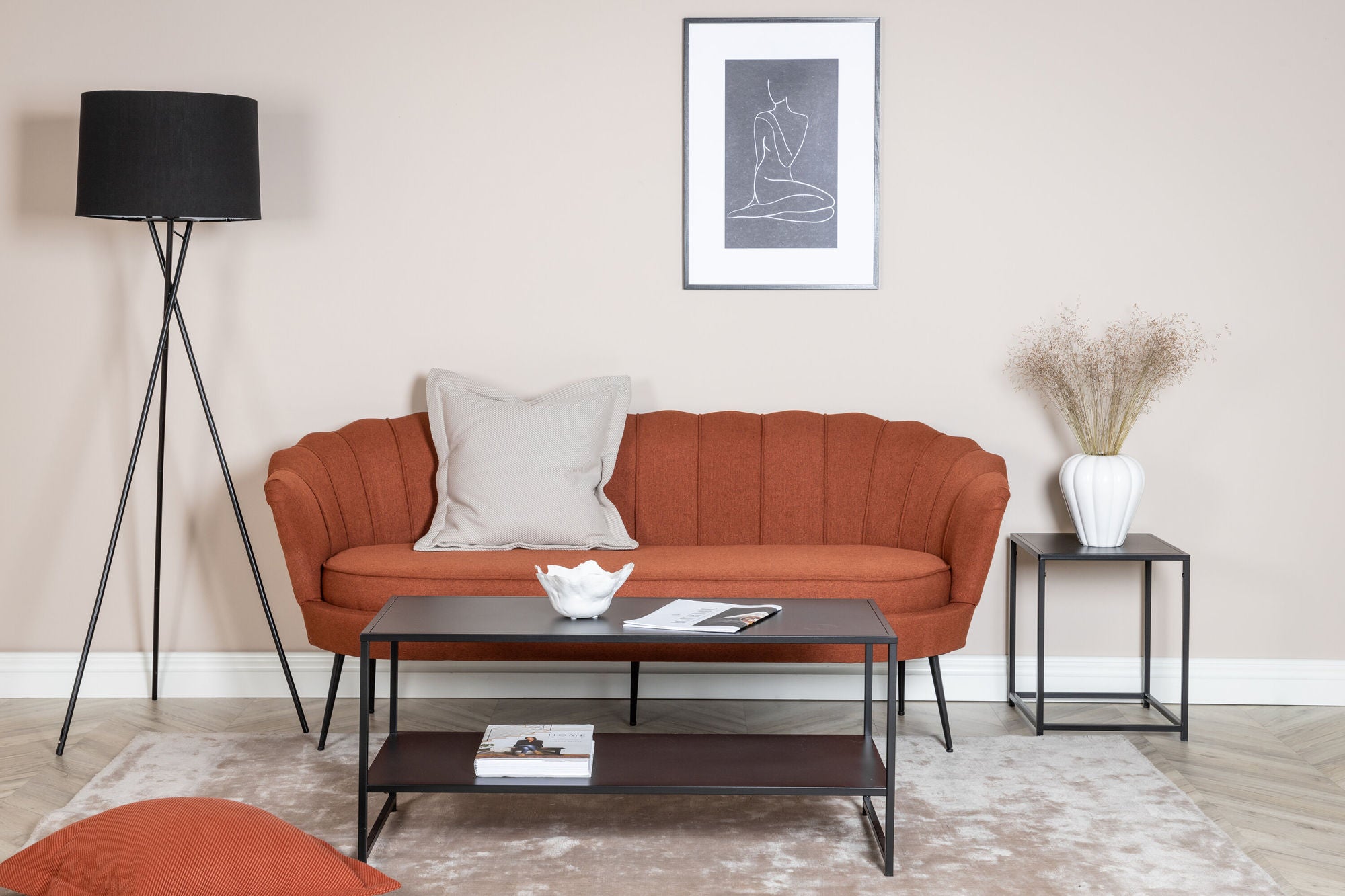 3-Sitzer Sofa Calais - Orangerot-3-Sitzer Sofa-Venture Home-le canapé
