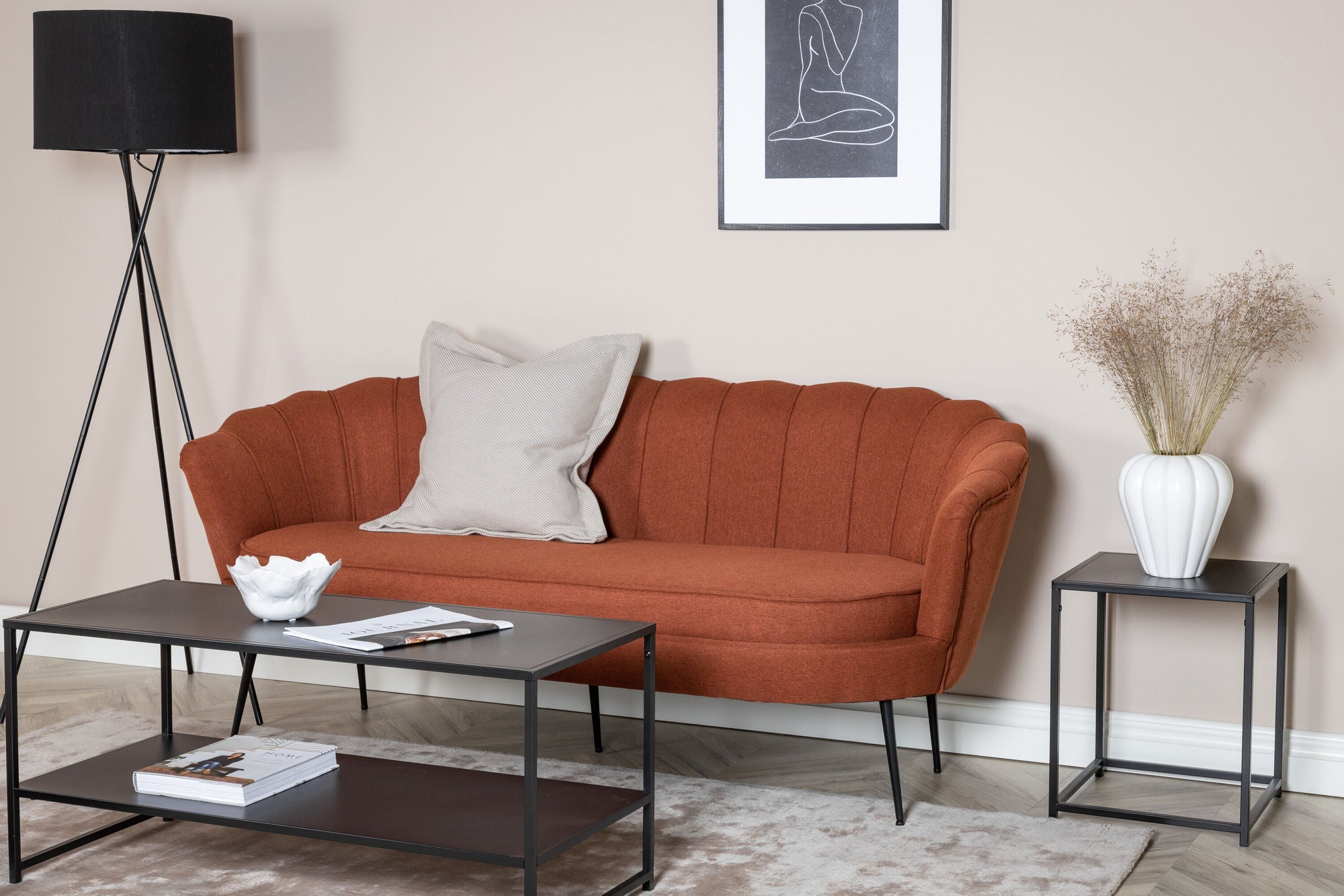 3-Sitzer Sofa Calais - Orangerot-3-Sitzer Sofa-Venture Home-le canapé