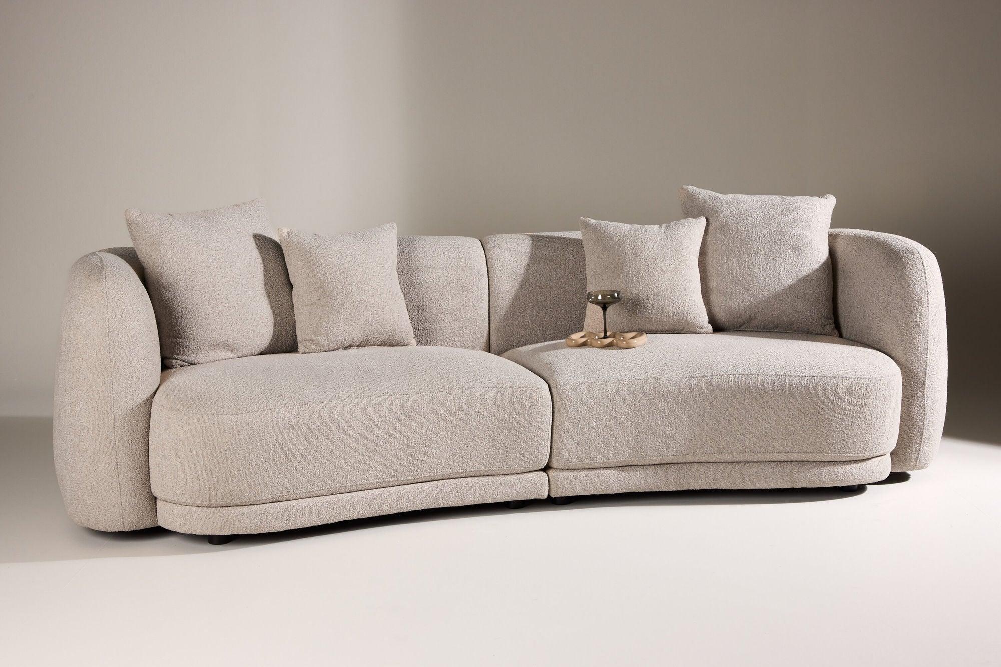 3-Sitzer Sofa Cielo aus Teddy Bouclé - Beige-3-Sitzer Sofas-Venture Home-le canapé