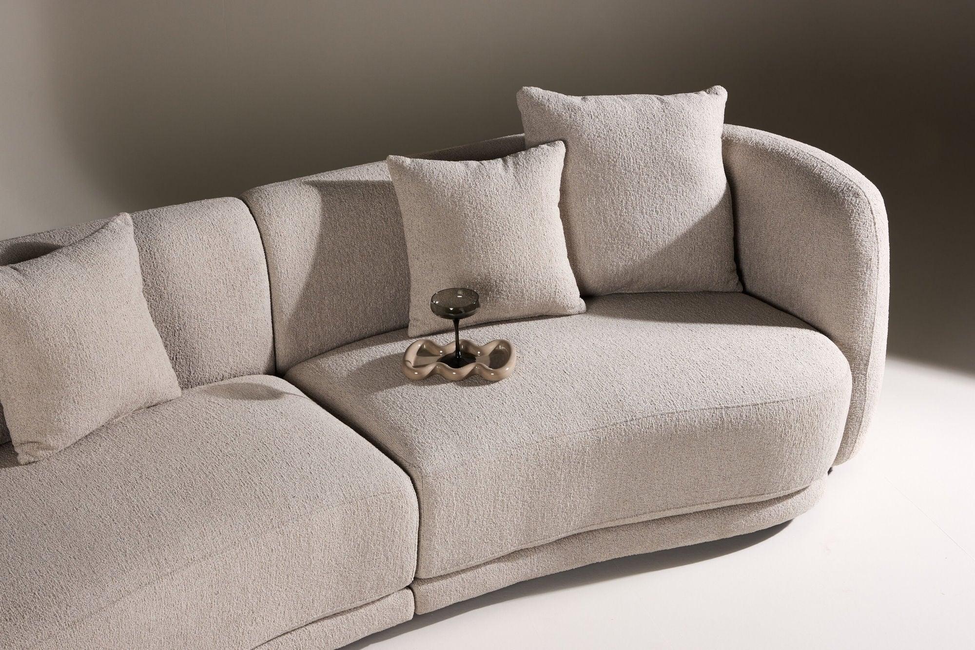 3-Sitzer Sofa Cielo aus Teddy Bouclé - Beige-3-Sitzer Sofas-Venture Home-le canapé
