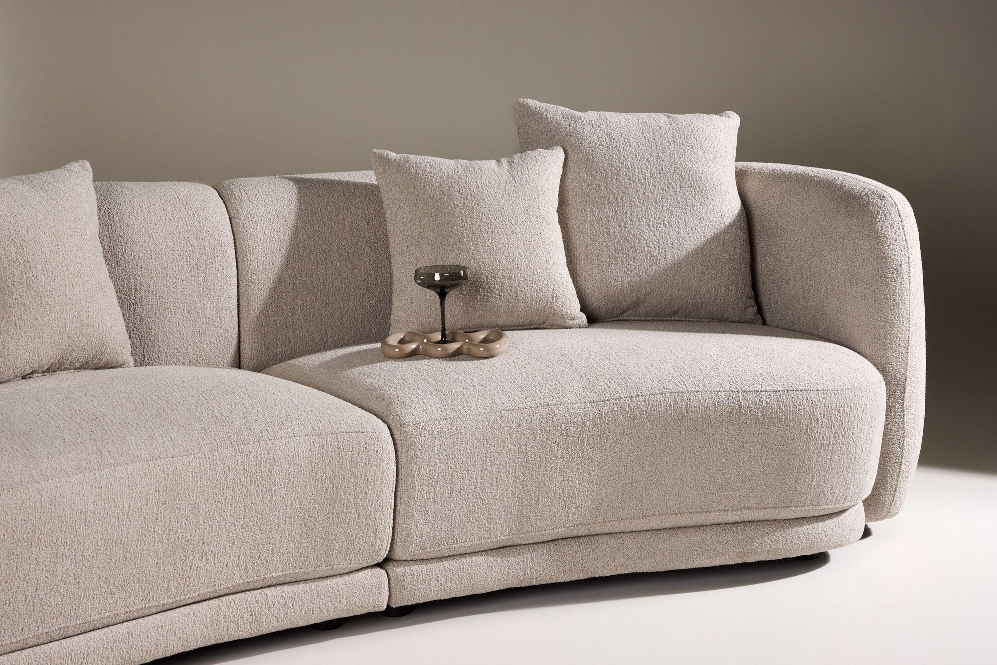 3-Sitzer Sofa Cielo aus Teddy Bouclé - Beige-3-Sitzer Sofas-Venture Home-le canapé