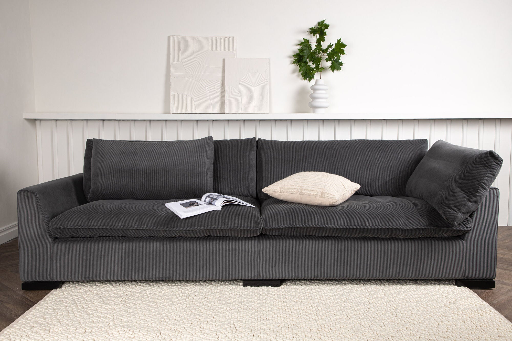3-Sitzer Sofa Durham aus Kord - Dunkelgrau-3-Sitzer Sofa-Venture Home-le canapé