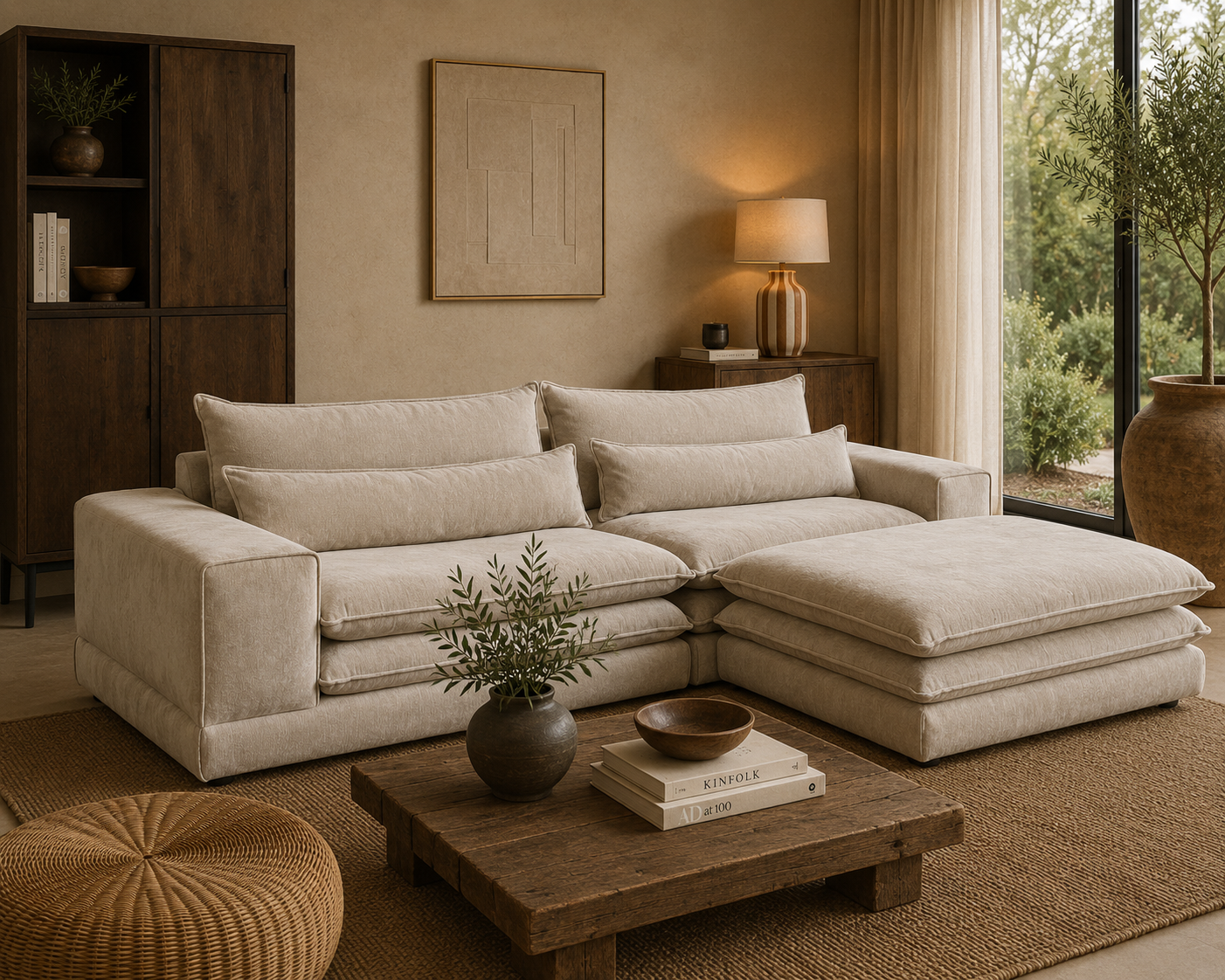 3-Sitzer Sofa London mit Chaiselounge - Beige-3-Sitzer Sofas-Pole to Pole-le canapé