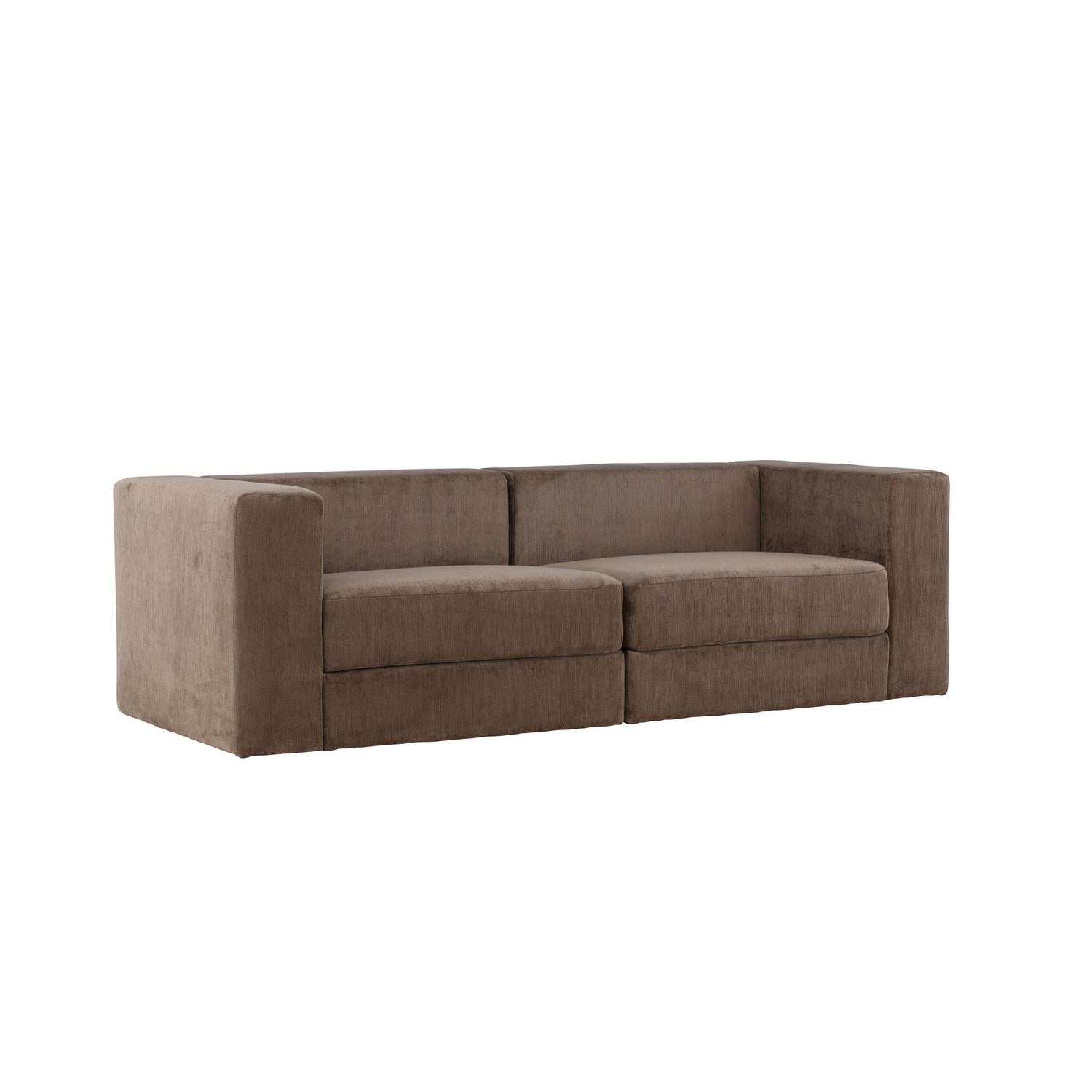 3-Sitzer Sofa Lumi aus Leinen - Braun-3-Sitzer Sofas-Venture Home-le canapé
