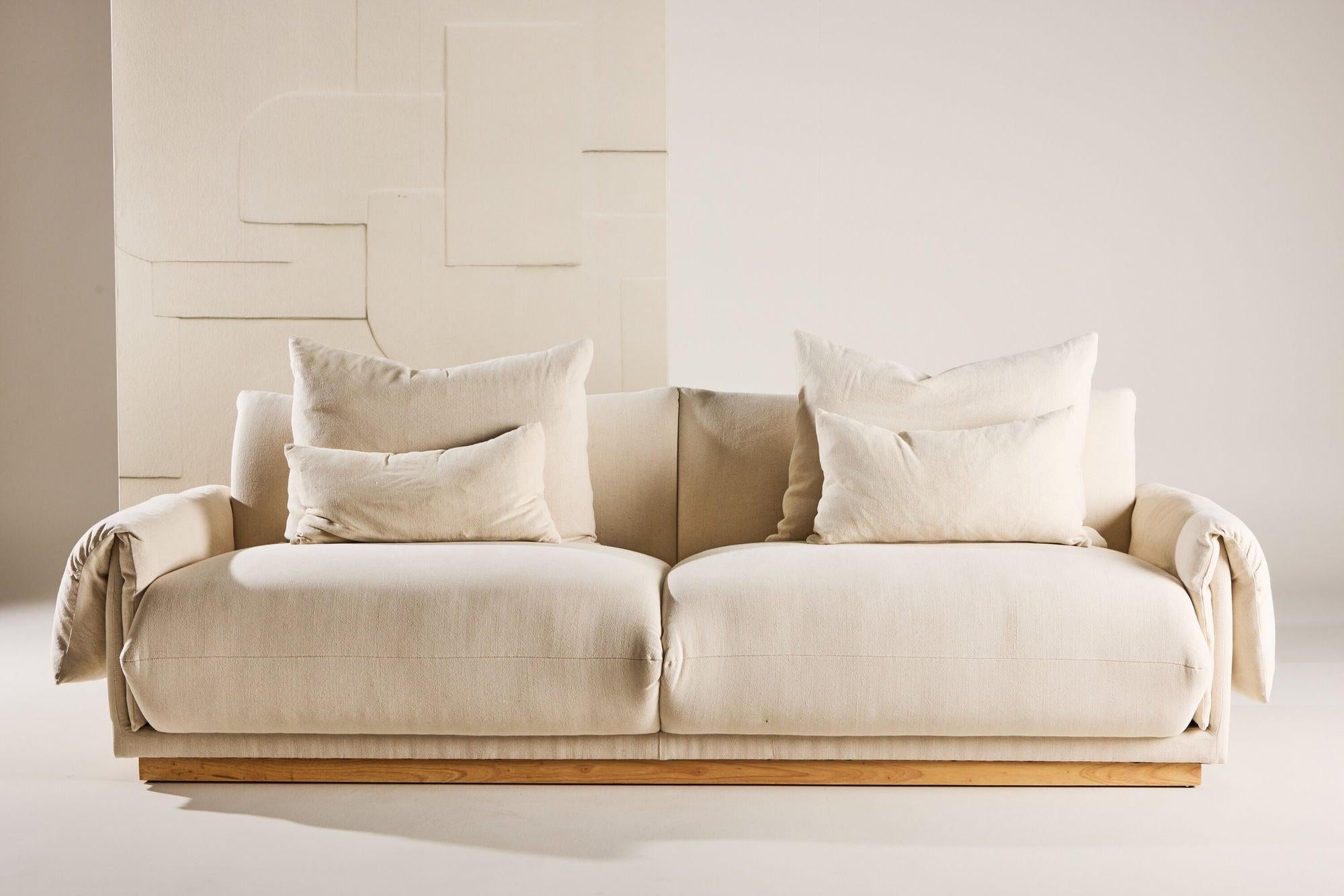 3-Sitzer Sofa Mollösund aus Leinen - Beige-3-Sitzer Sofas-Vind-le canapé
