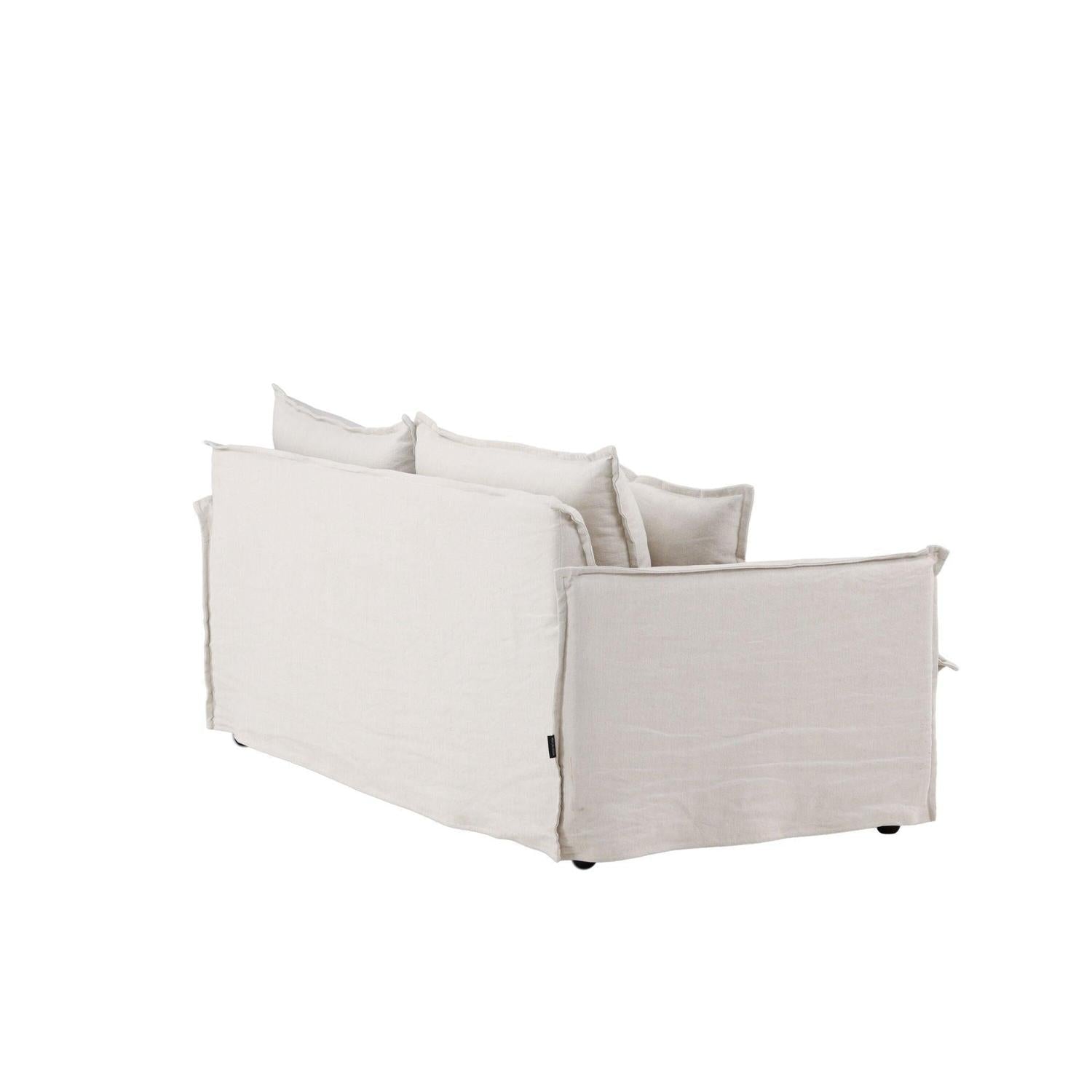 3-Sitzer Sofa Nova aus Leinen - Beige-3-Sitzer Sofas-Venture Home-le canapé