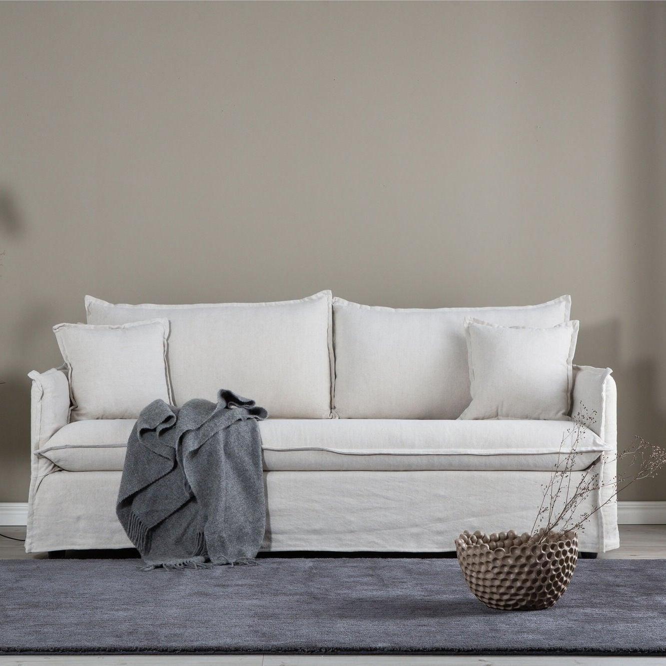 3-Sitzer Sofa Nova aus Leinen - Beige-3-Sitzer Sofas-Venture Home-le canapé