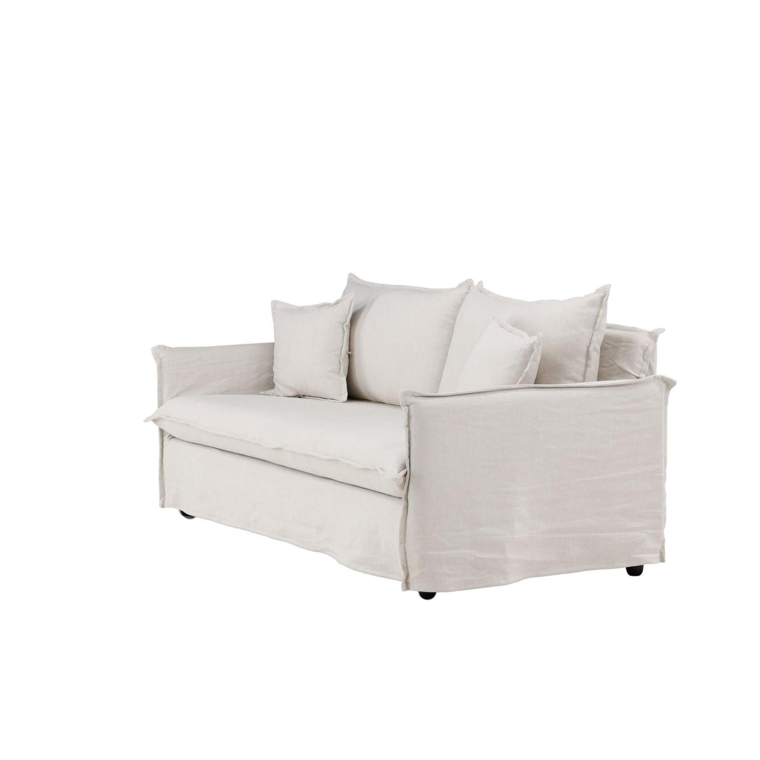 3-Sitzer Sofa Nova aus Leinen - Beige-3-Sitzer Sofas-Venture Home-le canapé