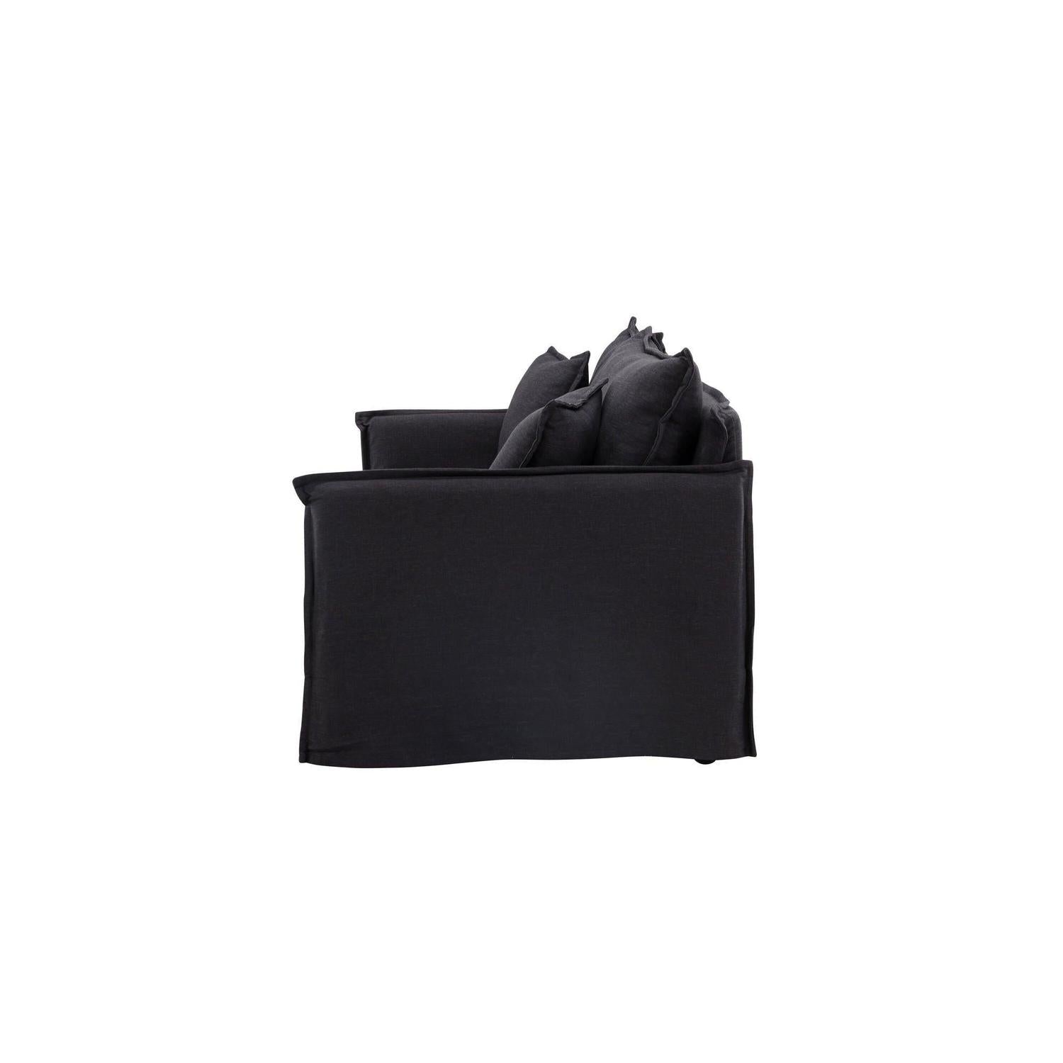 3-Sitzer Sofa Nova aus Leinen - Schwarz-3-Sitzer Sofas-Venture Home-le canapé