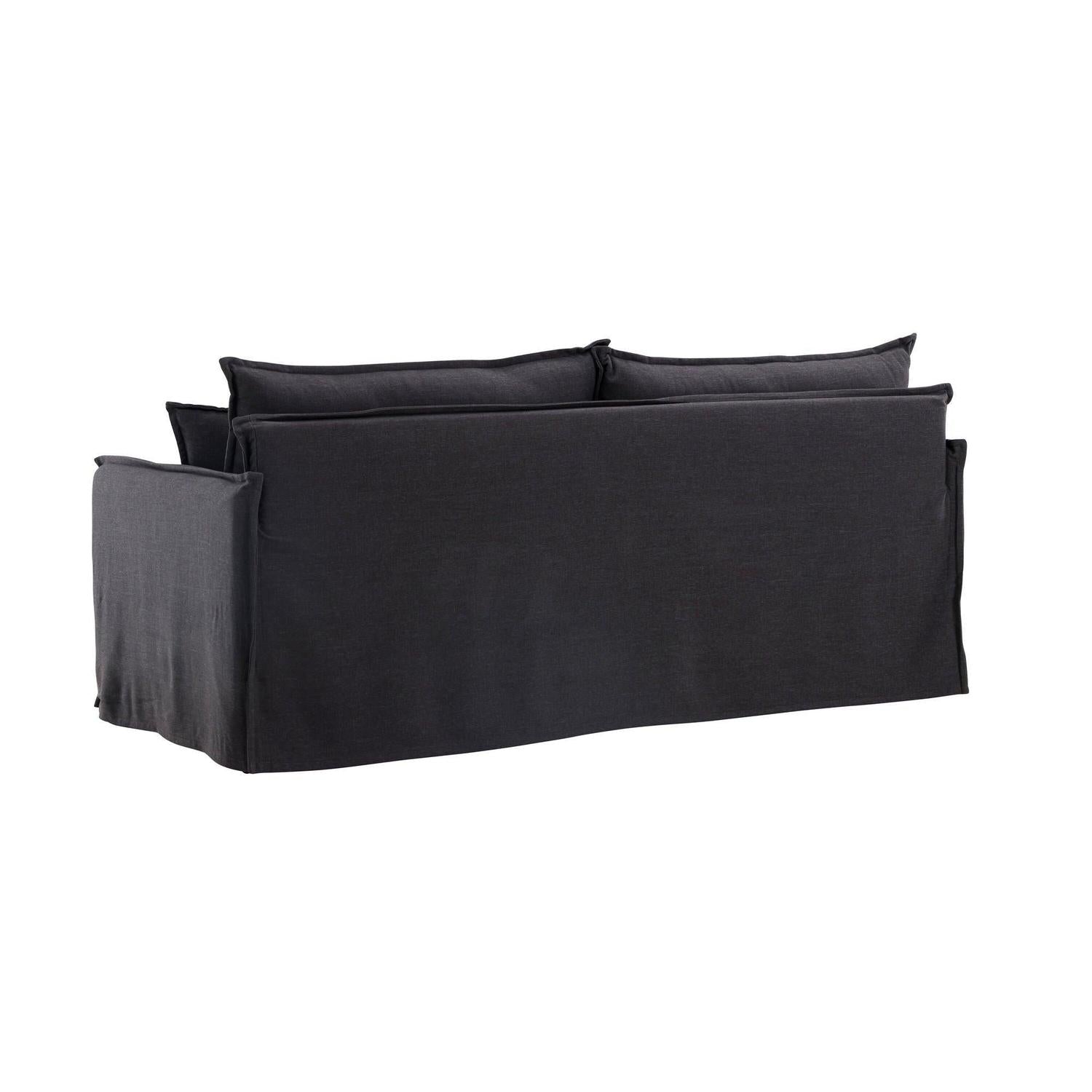 3-Sitzer Sofa Nova aus Leinen - Schwarz-3-Sitzer Sofas-Venture Home-le canapé