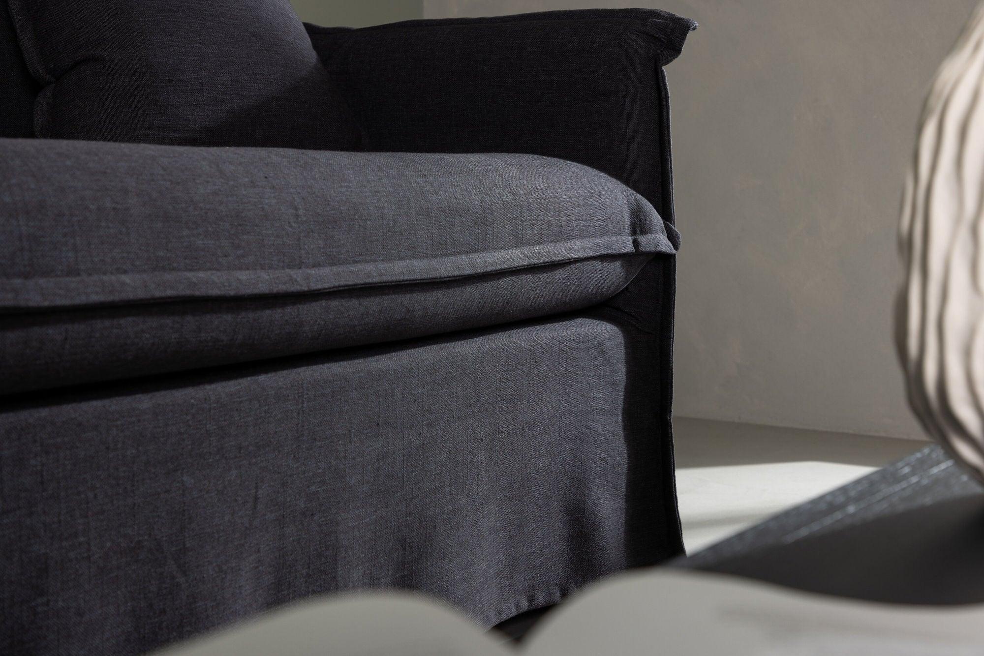 3-Sitzer Sofa Nova aus Leinen - Schwarz-3-Sitzer Sofas-Venture Home-le canapé