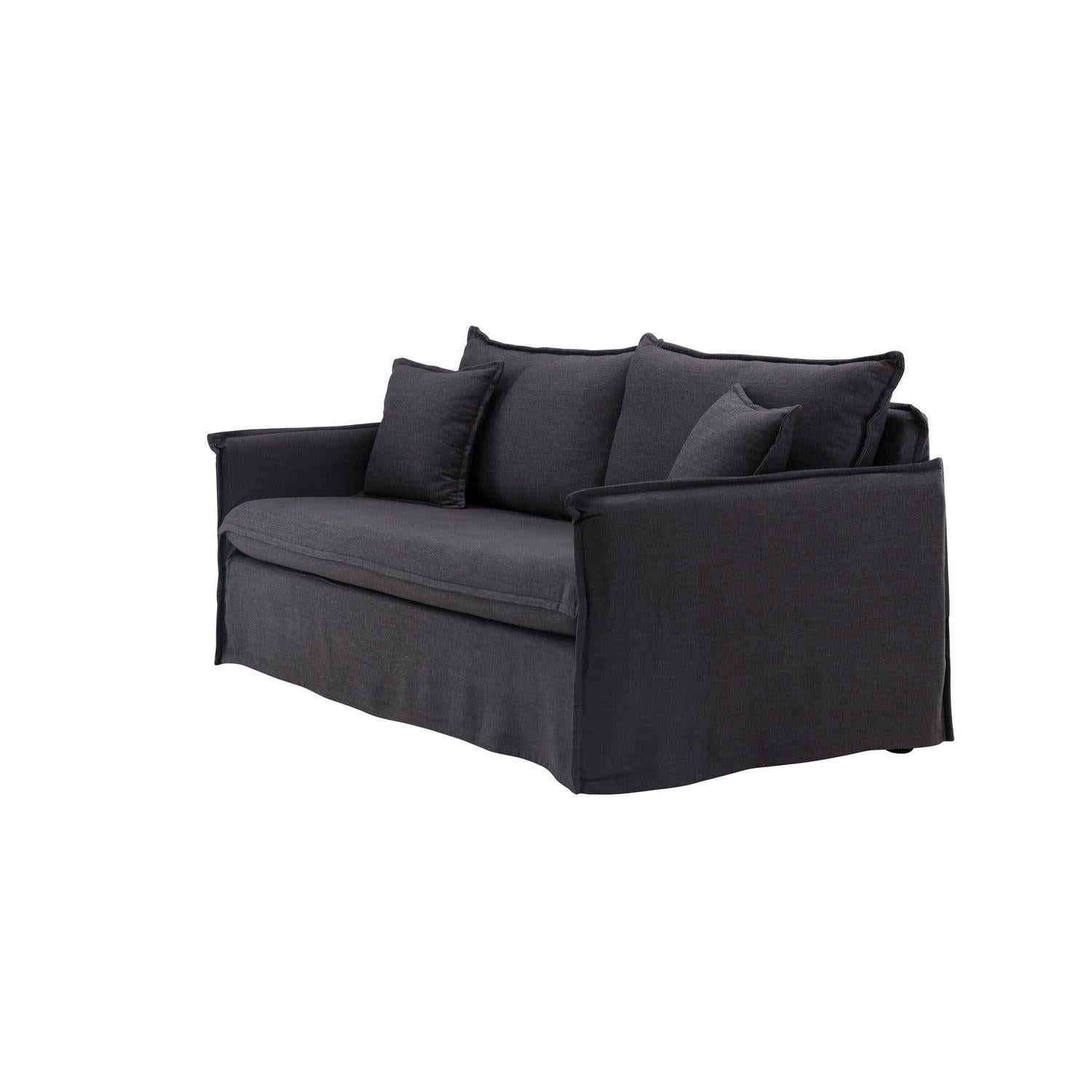 3-Sitzer Sofa Nova aus Leinen - Schwarz-3-Sitzer Sofas-Venture Home-le canapé