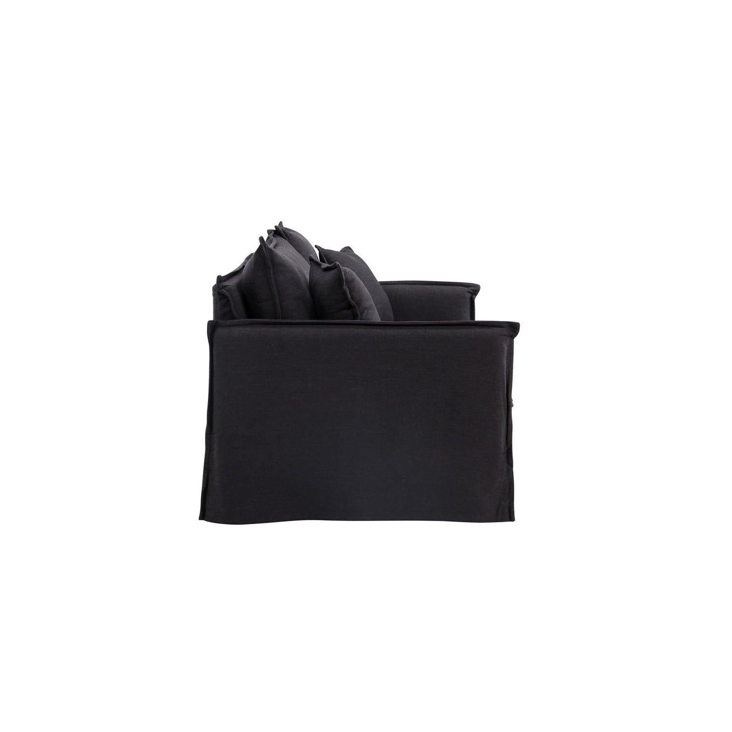 3-Sitzer Sofa Nova aus Leinen - Schwarz-3-Sitzer Sofas-Venture Home-le canapé