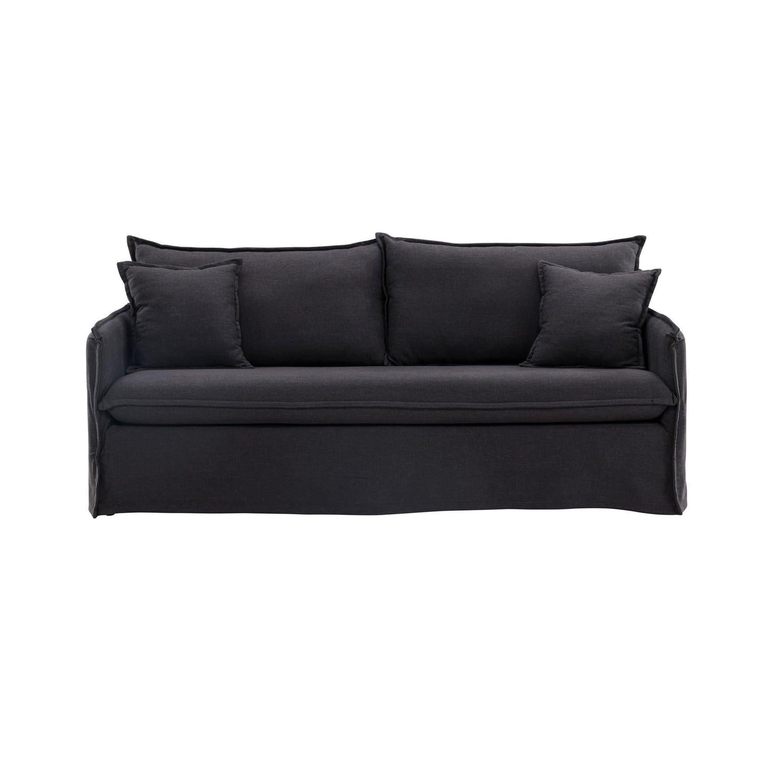 3-Sitzer Sofa Nova aus Leinen - Schwarz-3-Sitzer Sofas-Venture Home-le canapé