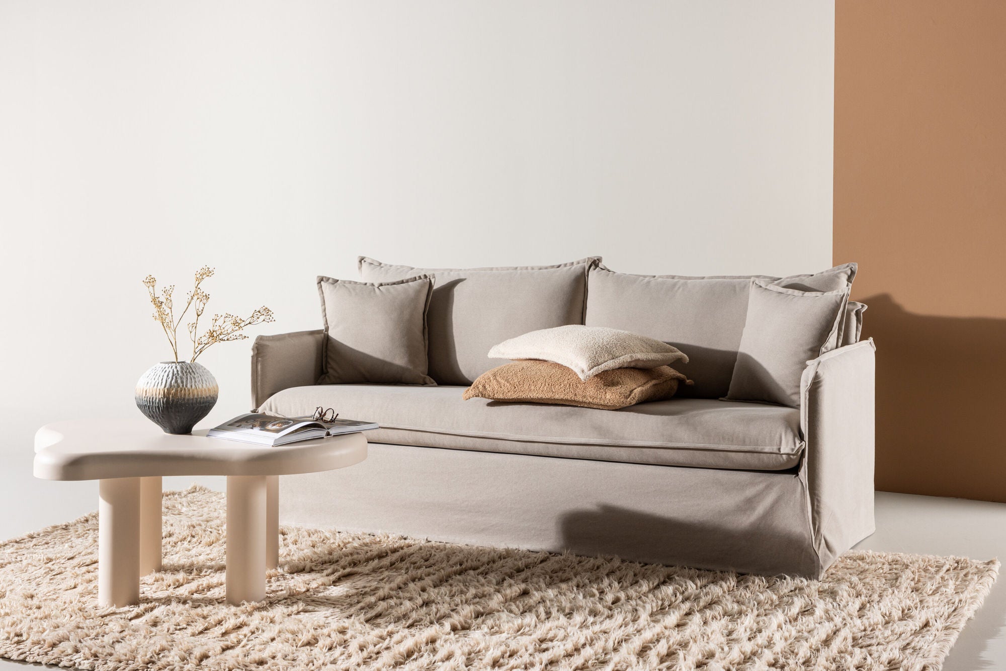 3-Sitzer Sofa Nova aus Leinen - Taupe-3-Sitzer Sofas-Venture Home-le canapé
