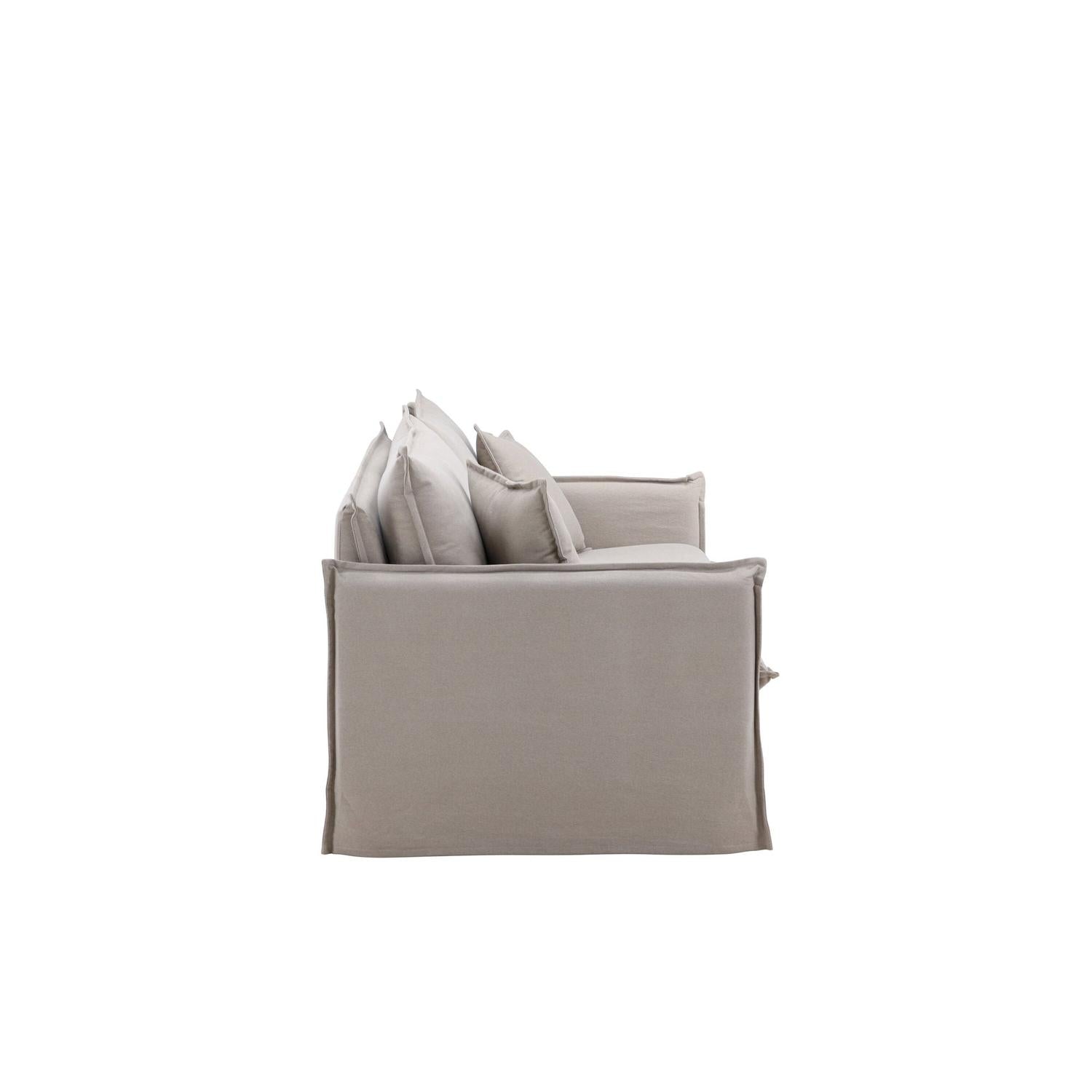 3-Sitzer Sofa Nova aus Leinen - Taupe-3-Sitzer Sofas-Venture Home-le canapé