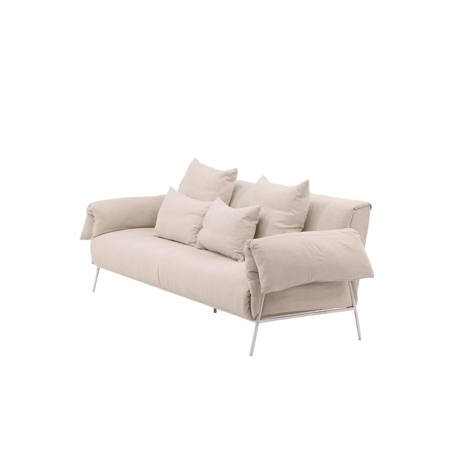 3-Sitzer Sofa Öckerö aus Leinen - Beige-3-Sitzer Sofas-Vind-le canapé