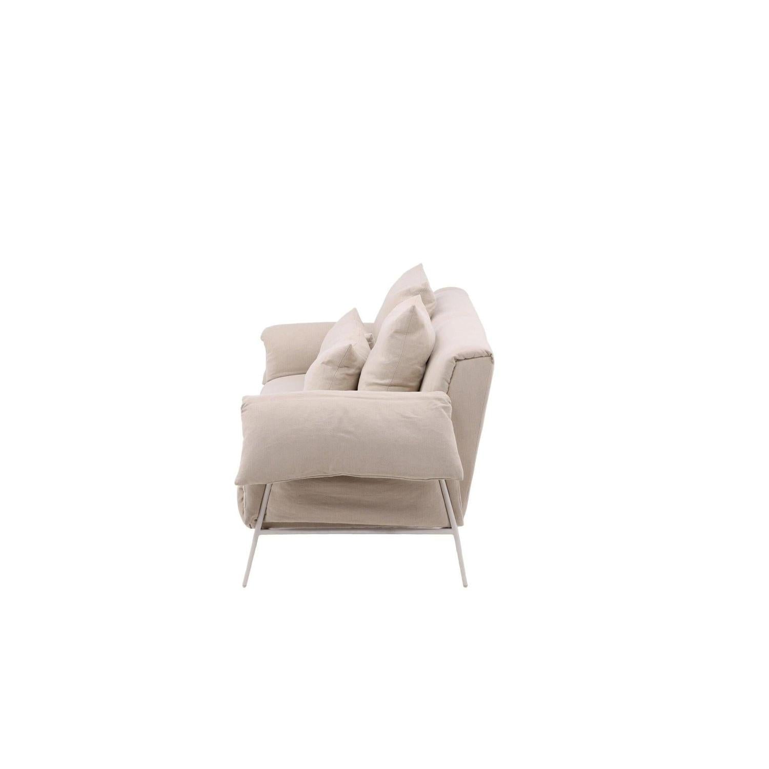 3-Sitzer Sofa Öckerö aus Leinen - Beige-3-Sitzer Sofas-Vind-le canapé
