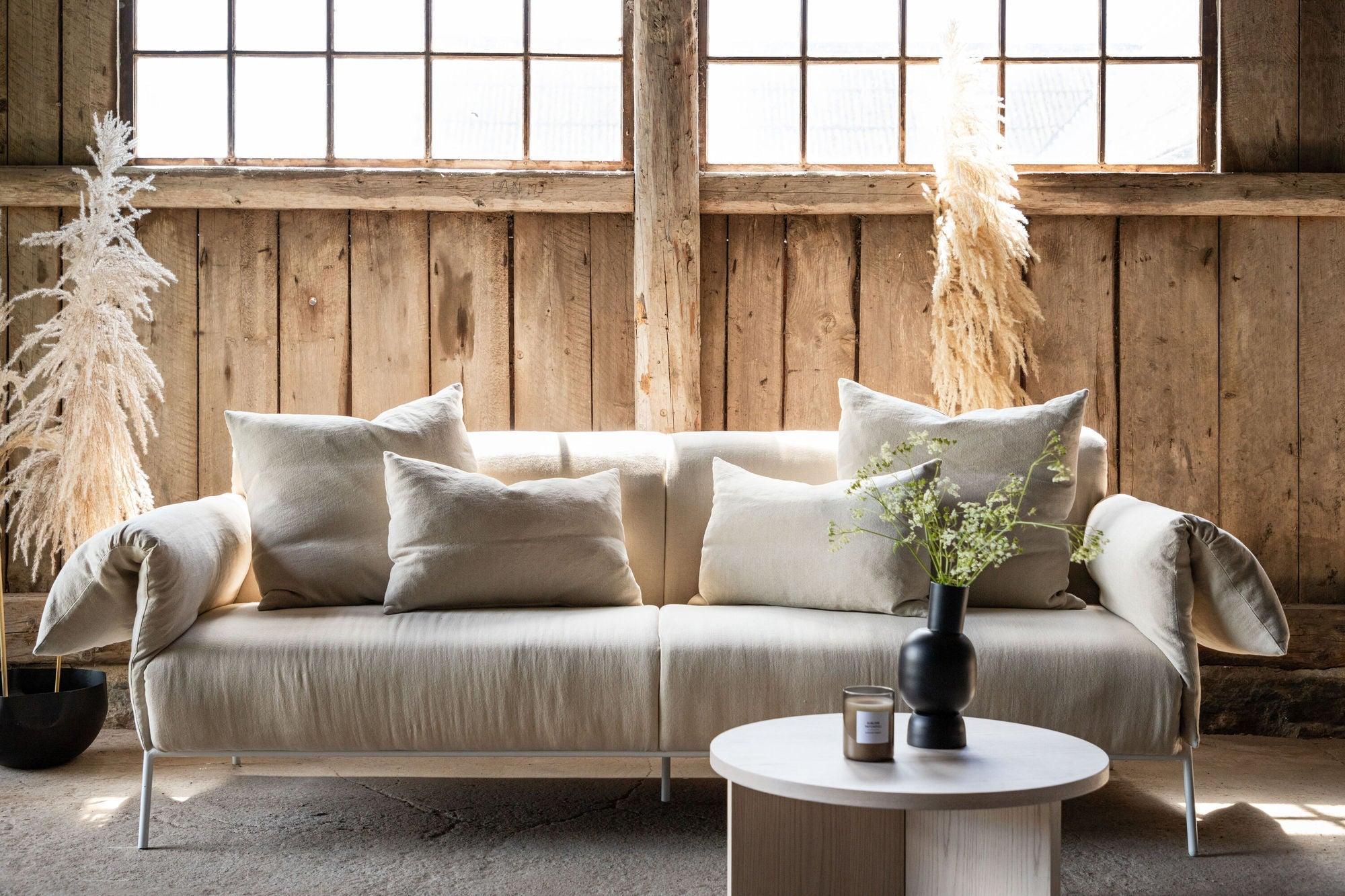 3-Sitzer Sofa Öckerö aus Leinen - Beige-3-Sitzer Sofas-Vind-le canapé