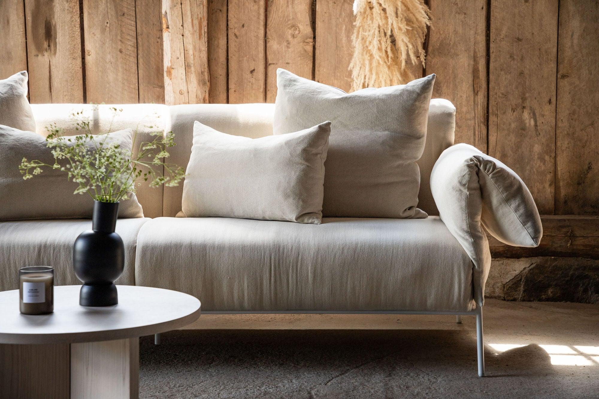 3-Sitzer Sofa Öckerö aus Leinen - Beige-3-Sitzer Sofas-Vind-le canapé