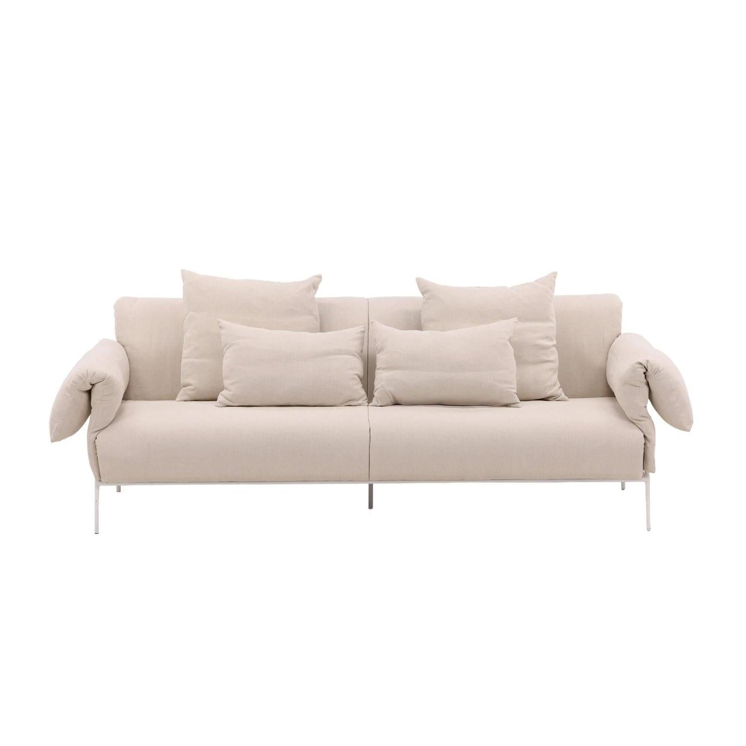 3-Sitzer Sofa Öckerö aus Leinen - Beige-3-Sitzer Sofas-Vind-le canapé