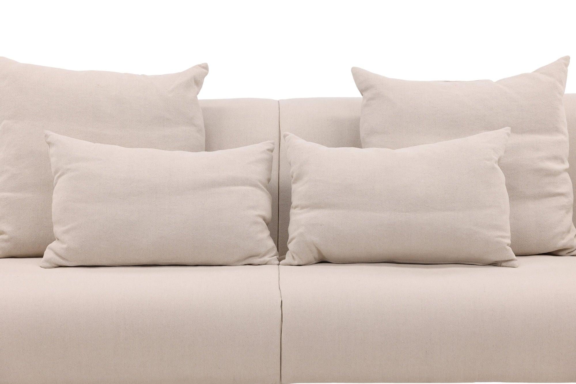 Öckerö 3 - Sitzer Sofa aus Leinen - Weiß / BeigeEinzelsofas